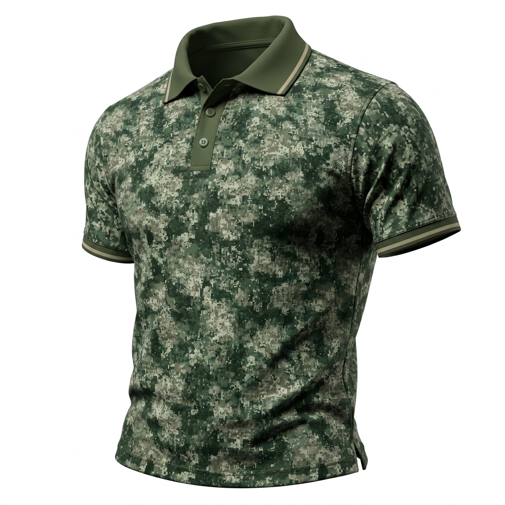 Men’s Moss Green Camouflage Print Polo