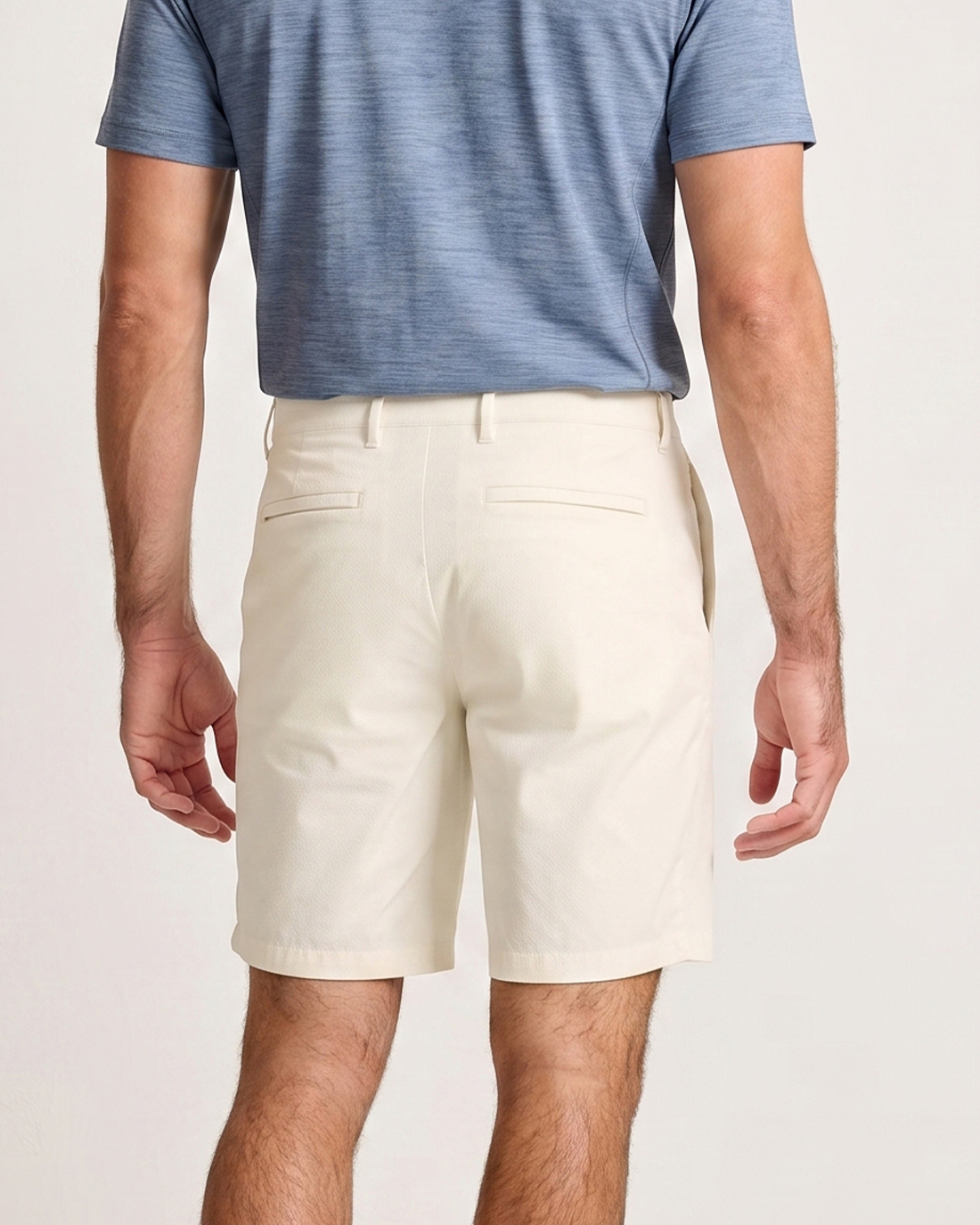 Men's Beige Solid Color Loose Fit Minimalist Business Casual Shorts