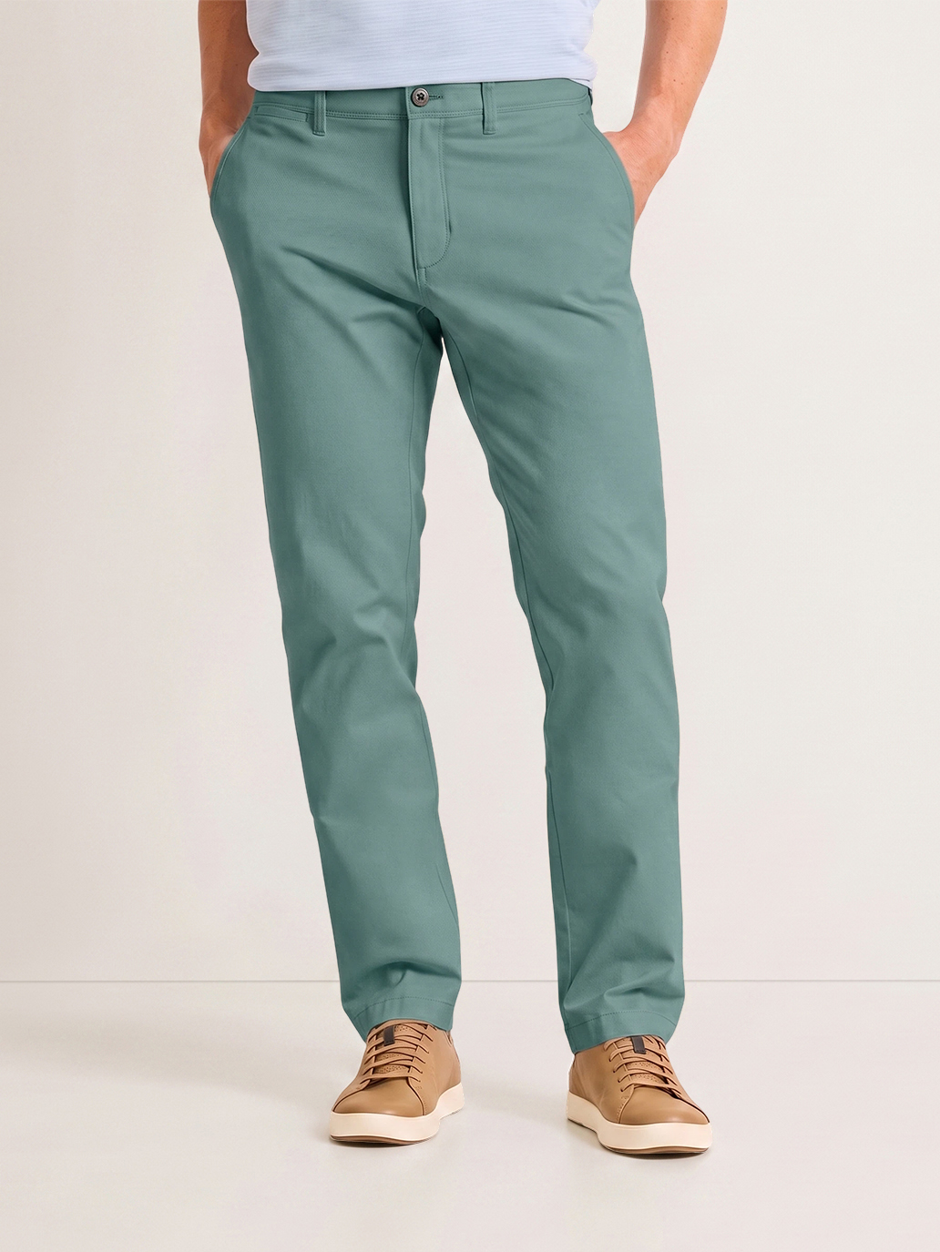 Men's Mint Green Solid Color Classic Straight Fit Minimalist Business Casual Chino Pants