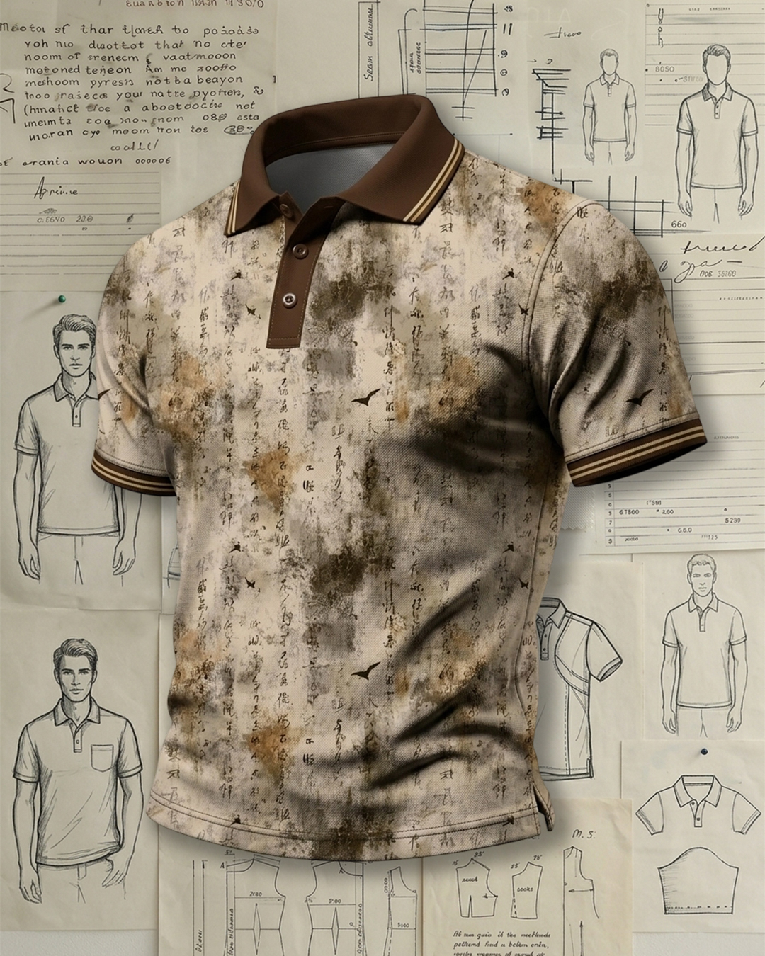 Traditional Asian Art Casual Polo Shirt