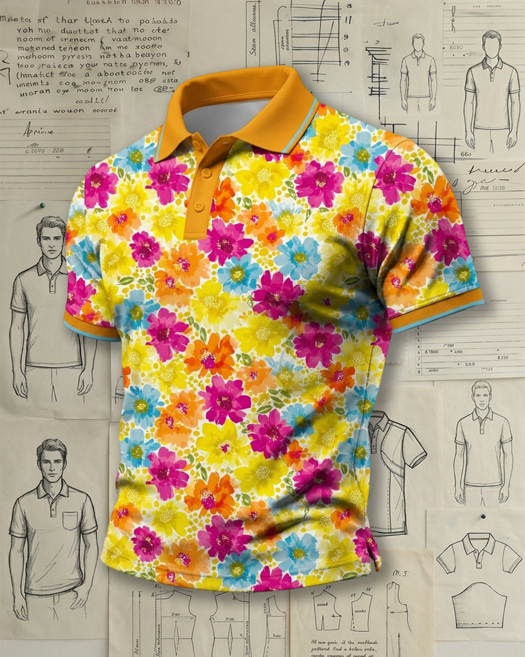 Cheerful Multicolor Flower Polo Shirt