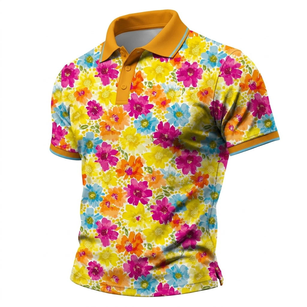 Cheerful Multicolor Flower Polo Shirt