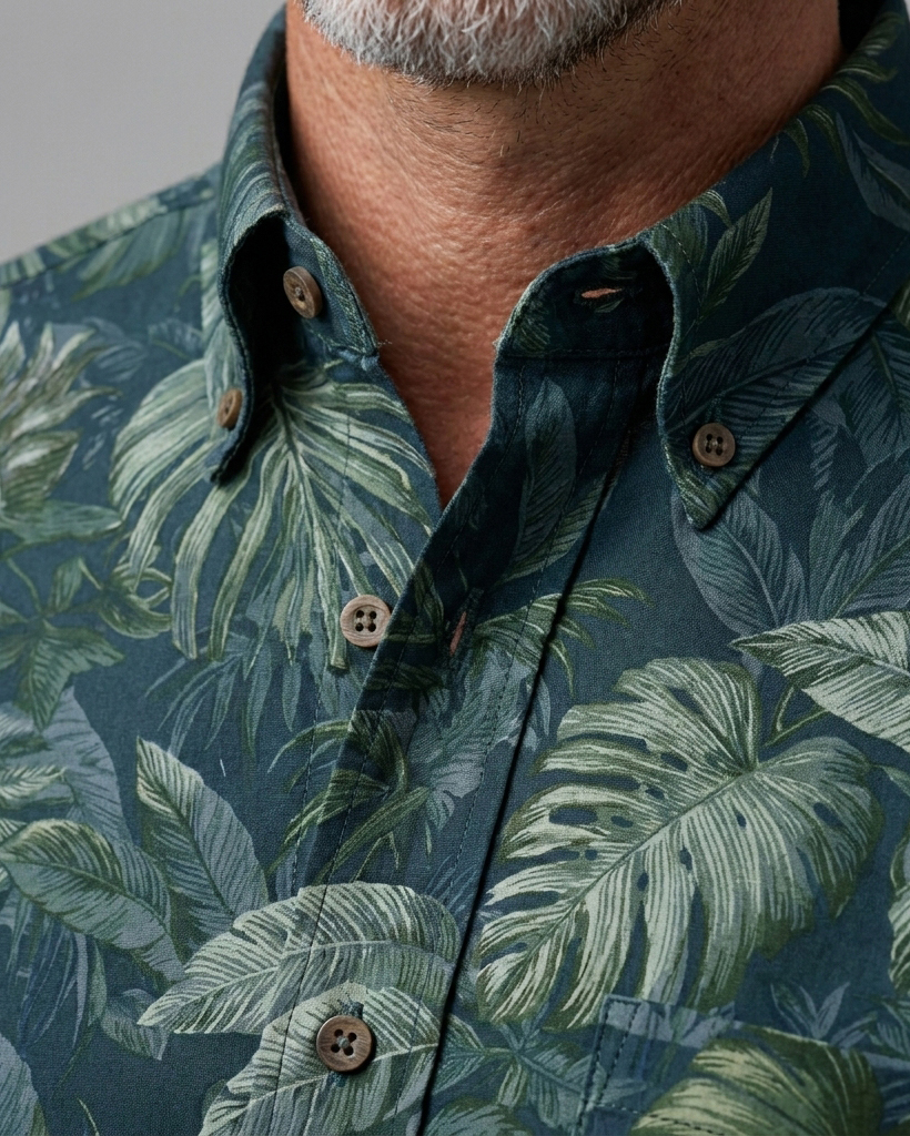 [Copy]Men's Light Blue Base Lavender Hibiscus Relaxed Fit Hawaiian Casual Short-Sleeve Shirt