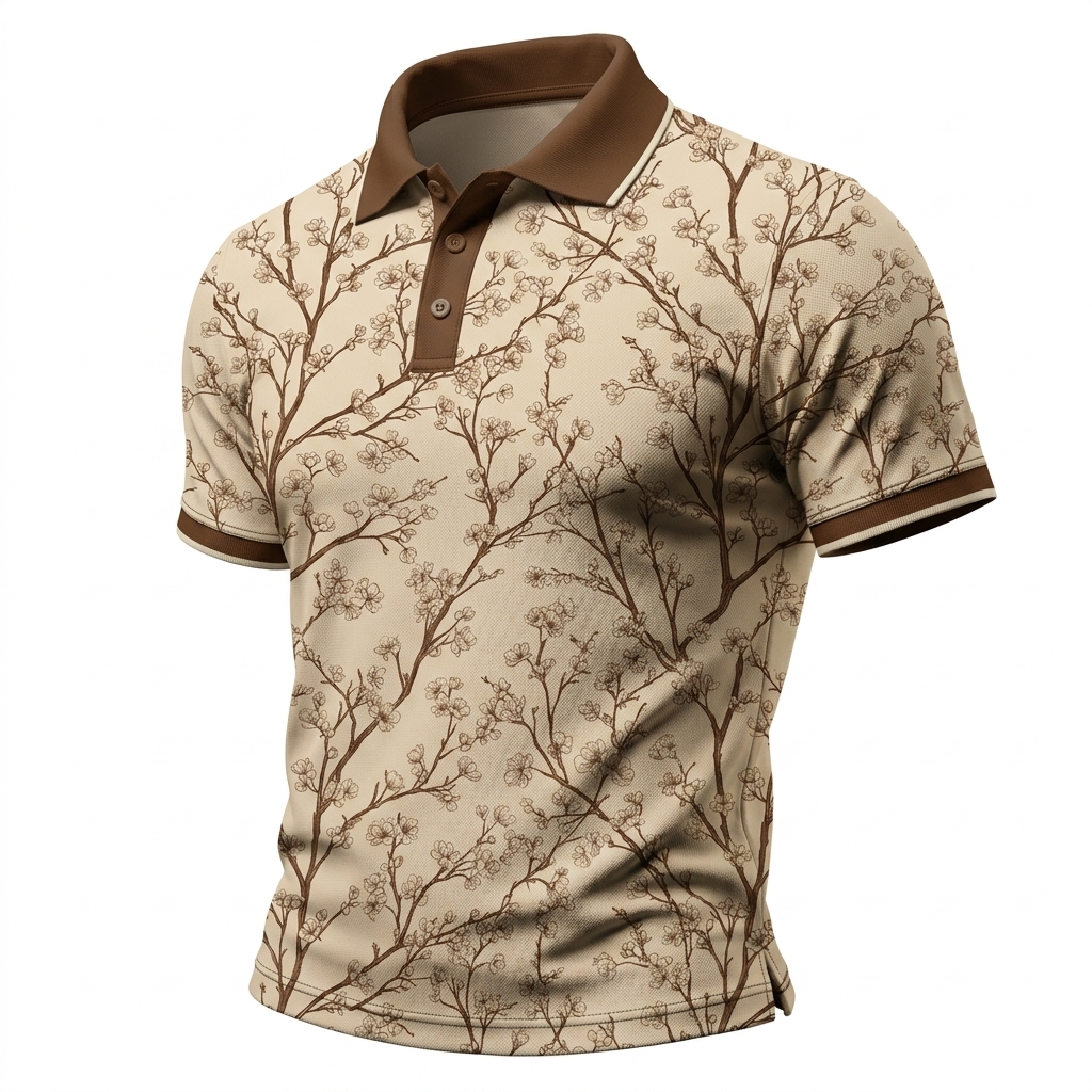 Minimalist Floral Sketch Casual Polo