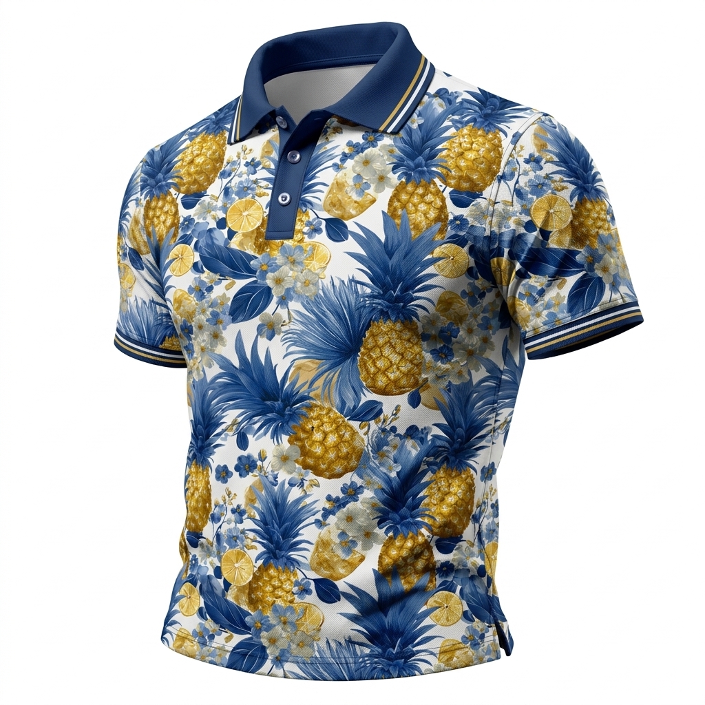 Vintage Hawaiian Fruit Floral Men’s Polo