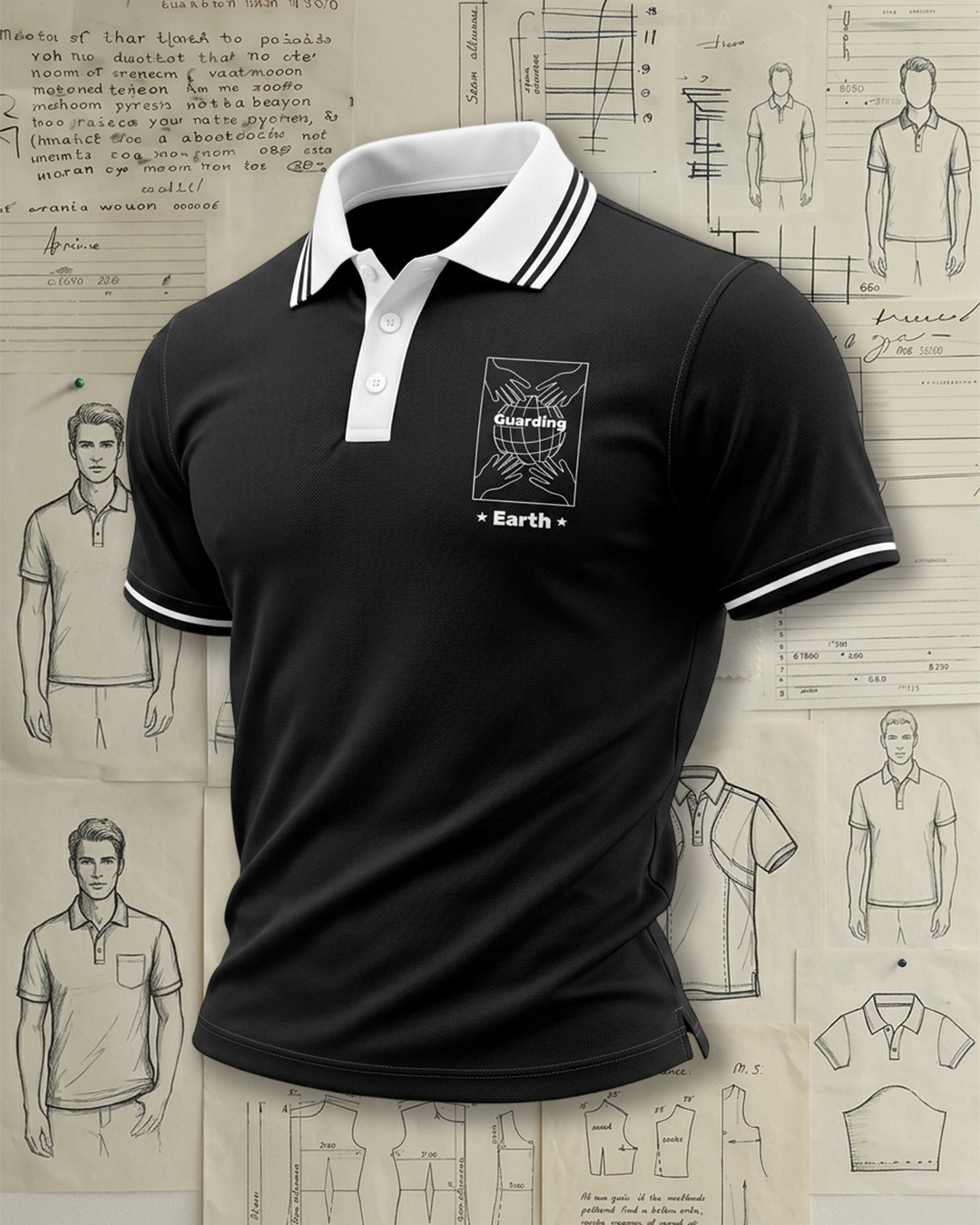 Black & White Earth Polo