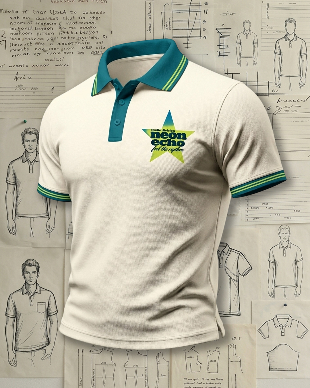 Neon Echo Star Graphic Polo Shirt