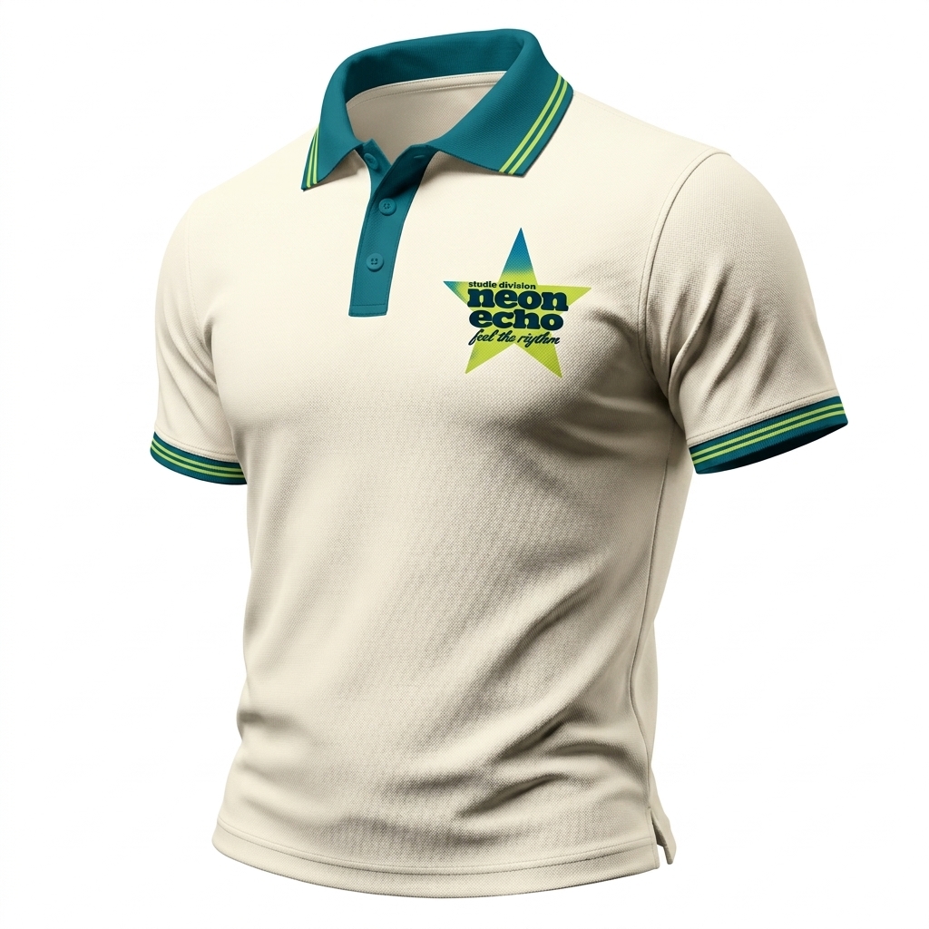Neon Echo Star Graphic Polo Shirt