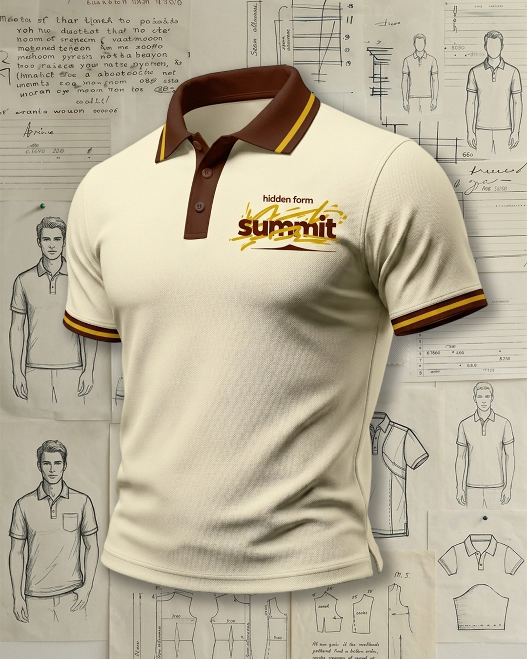 Retro-Inspired Summit Graphic Cream Polo