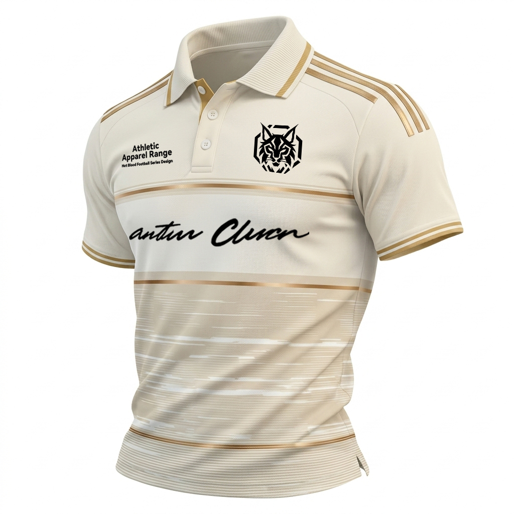 Khaki & Gold Stripes Speed Lines Athletic Style Sports Polo Shirt