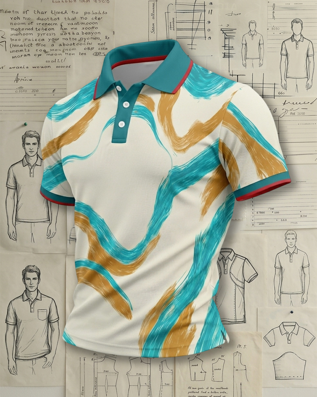 Sunset Seaside Curves Athletic Style Sports Polo Shirt