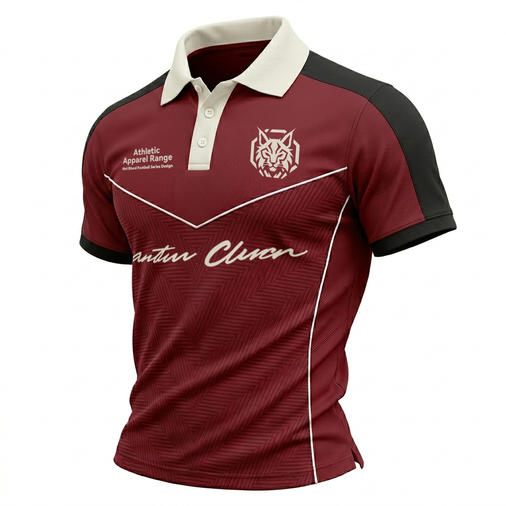 Red Wine & Arrow-Shaped Speed Lines Athletic Style Sports Polo Shirt