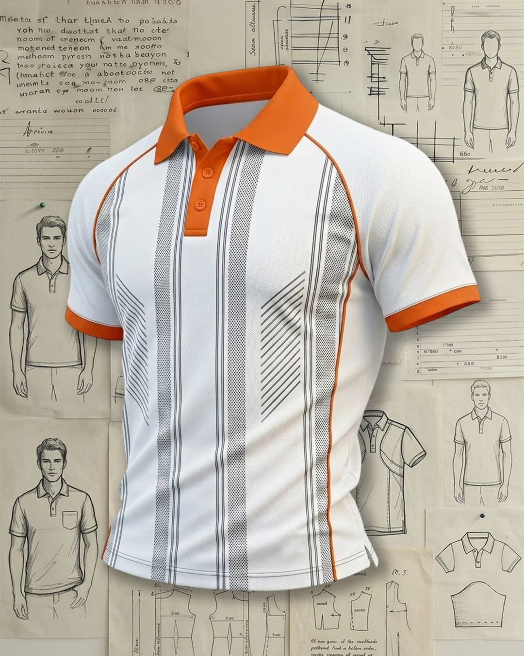 Cloud White & Vibrant Orange Athletic Style Sports Polo Shirt