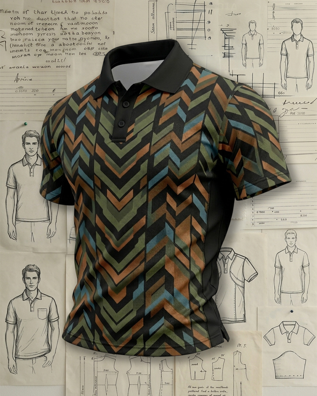 Camouflage Geometric Arrows Athletic Style Sports Polo Shirt