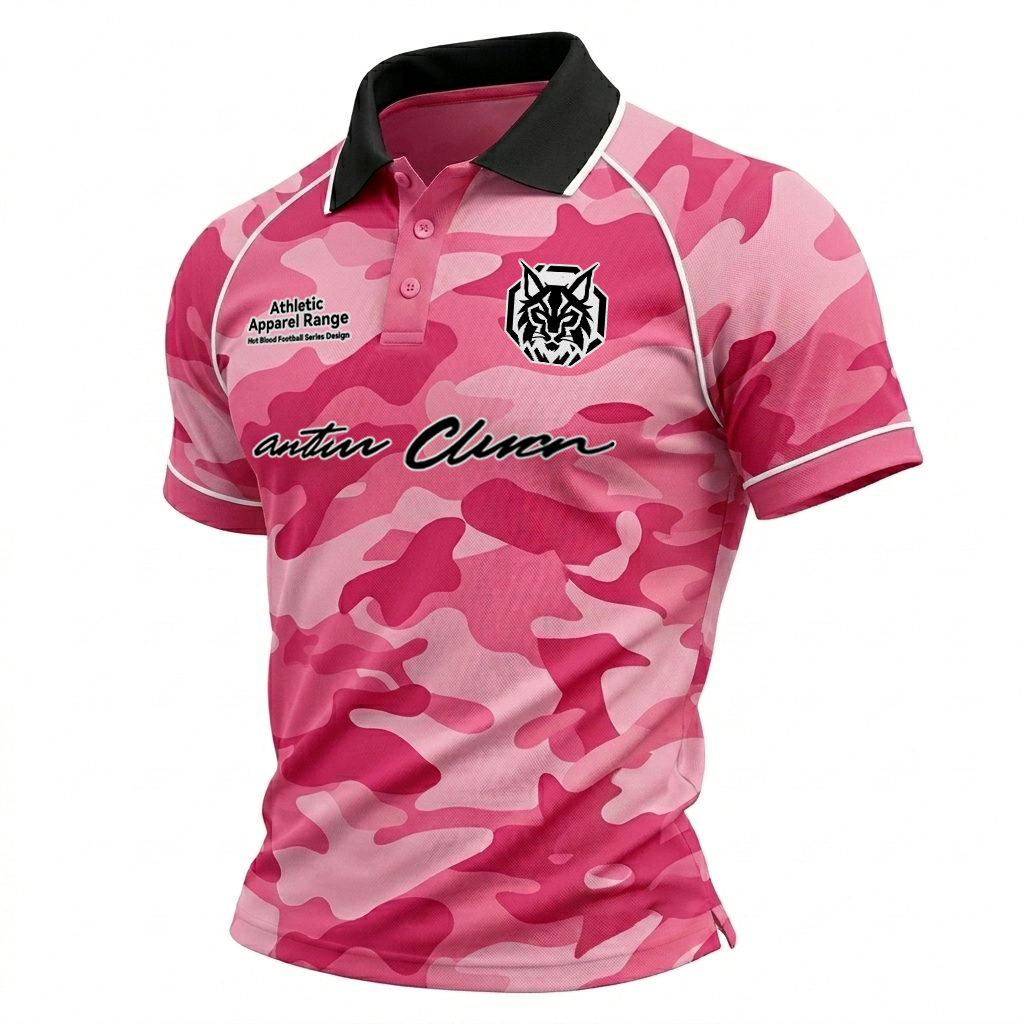 Pink Camo Athletic Style Sports Polo Shirt
