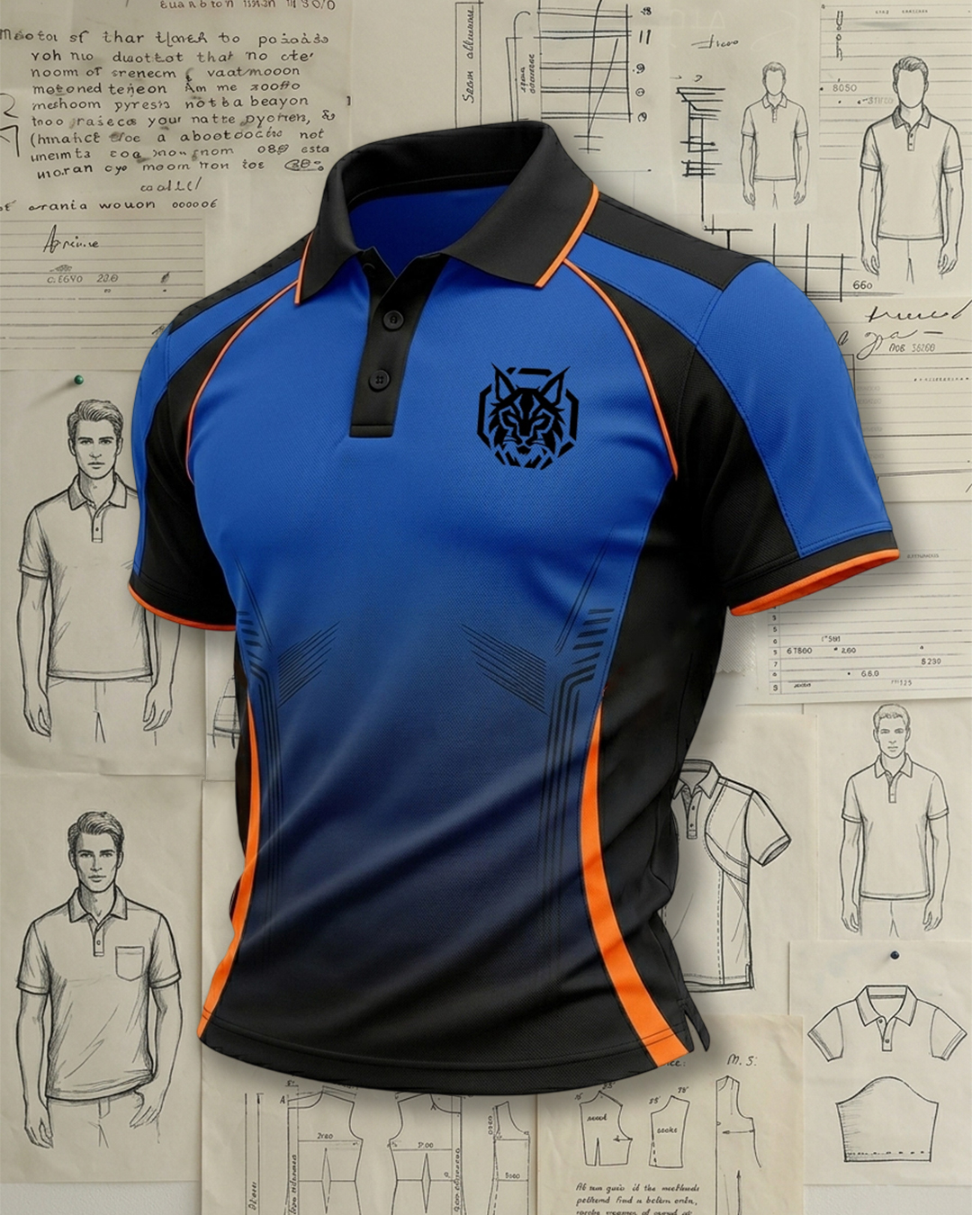 Men's Blue to Black Gradient Sport Polo Shirt