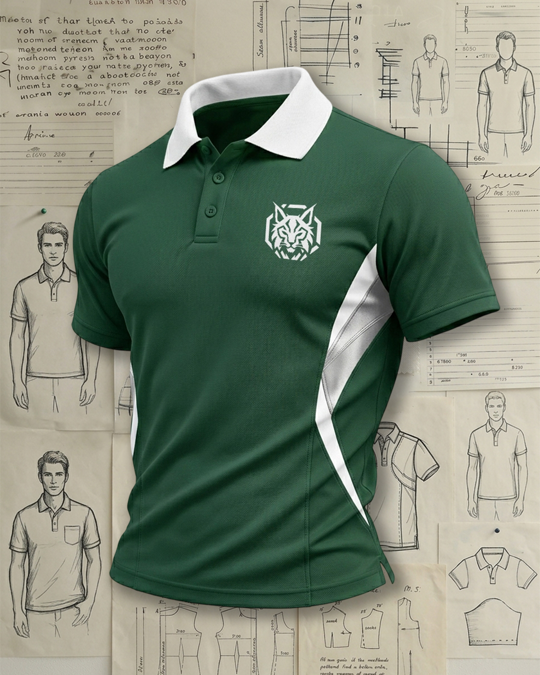 Men's Dark Green and White Accent Sport Polo Shirt