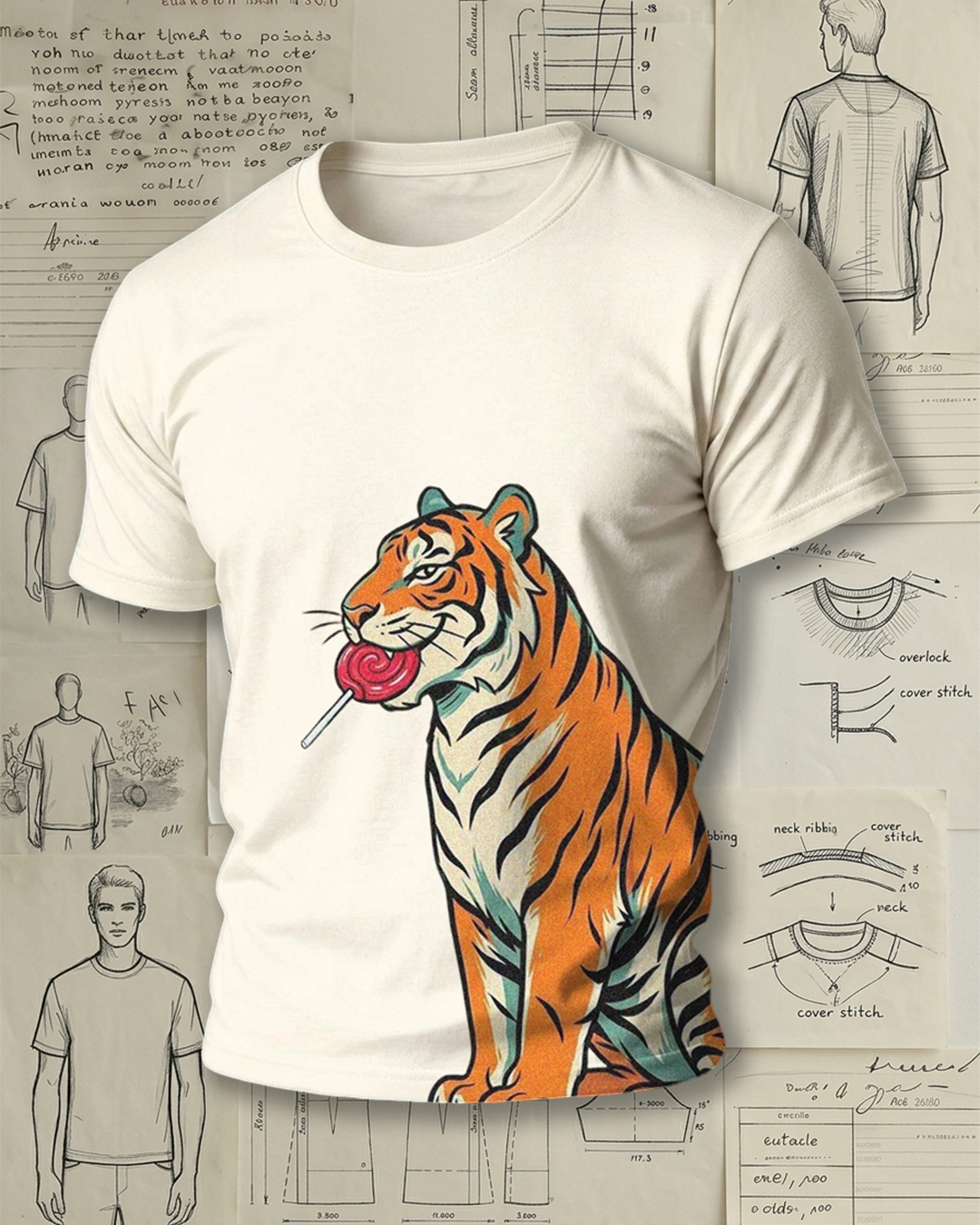 Tiger with Lollipop Art Short-Sleeve T-Shirt
