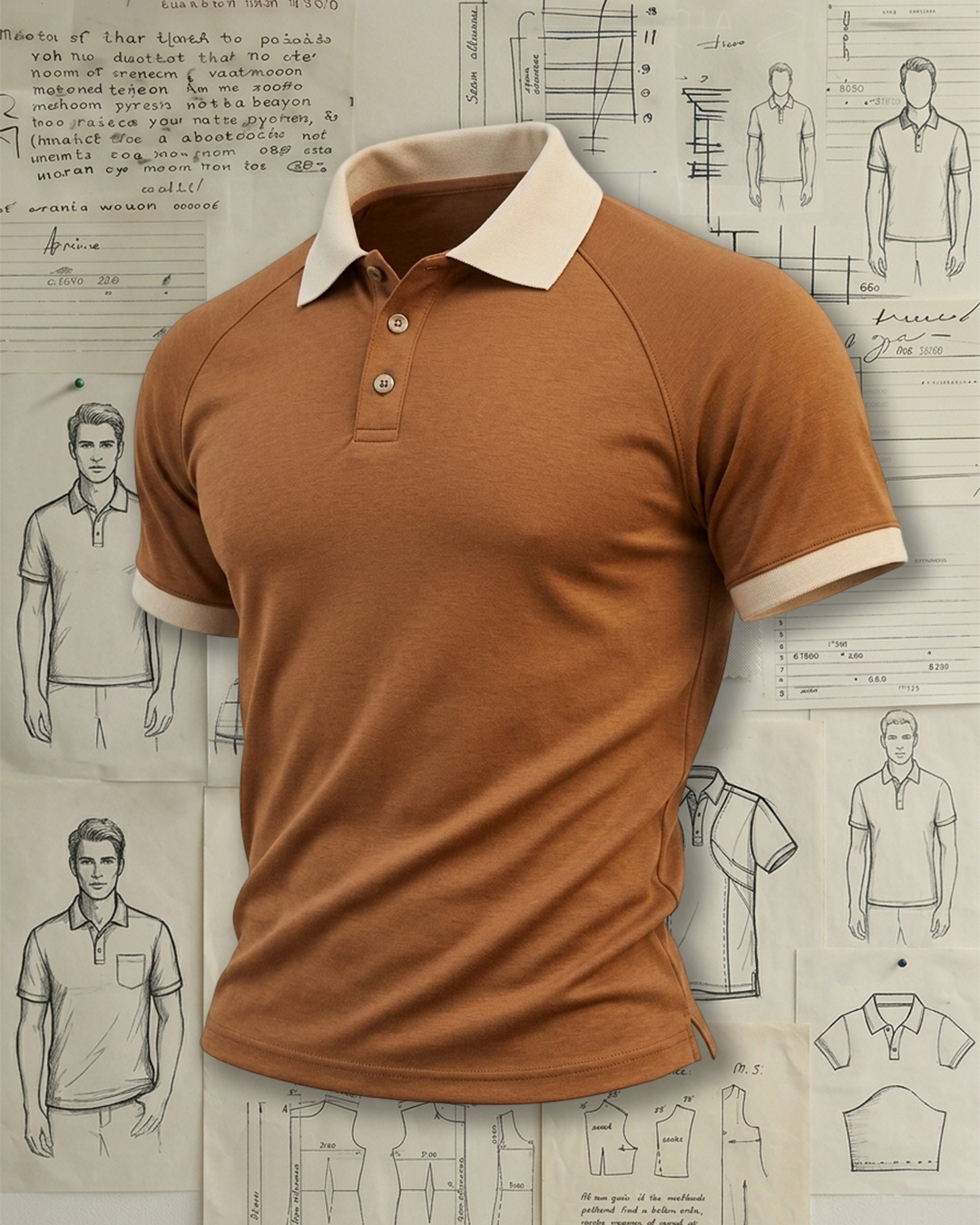 Rust Orange Off-White Trim Collared Polo Shirt