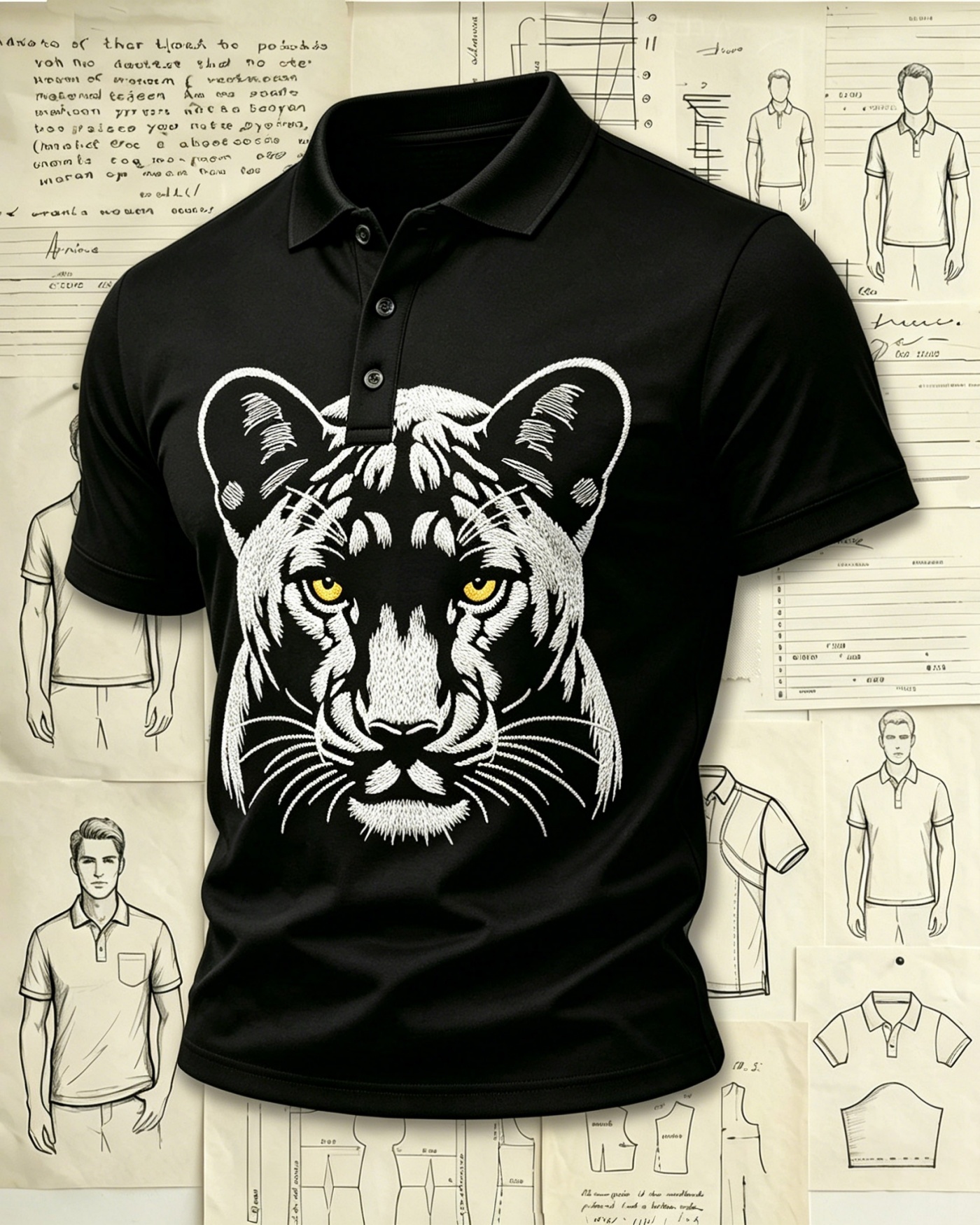 Wild Wilderness Tiger Embroidered Pattern Polo Shirts