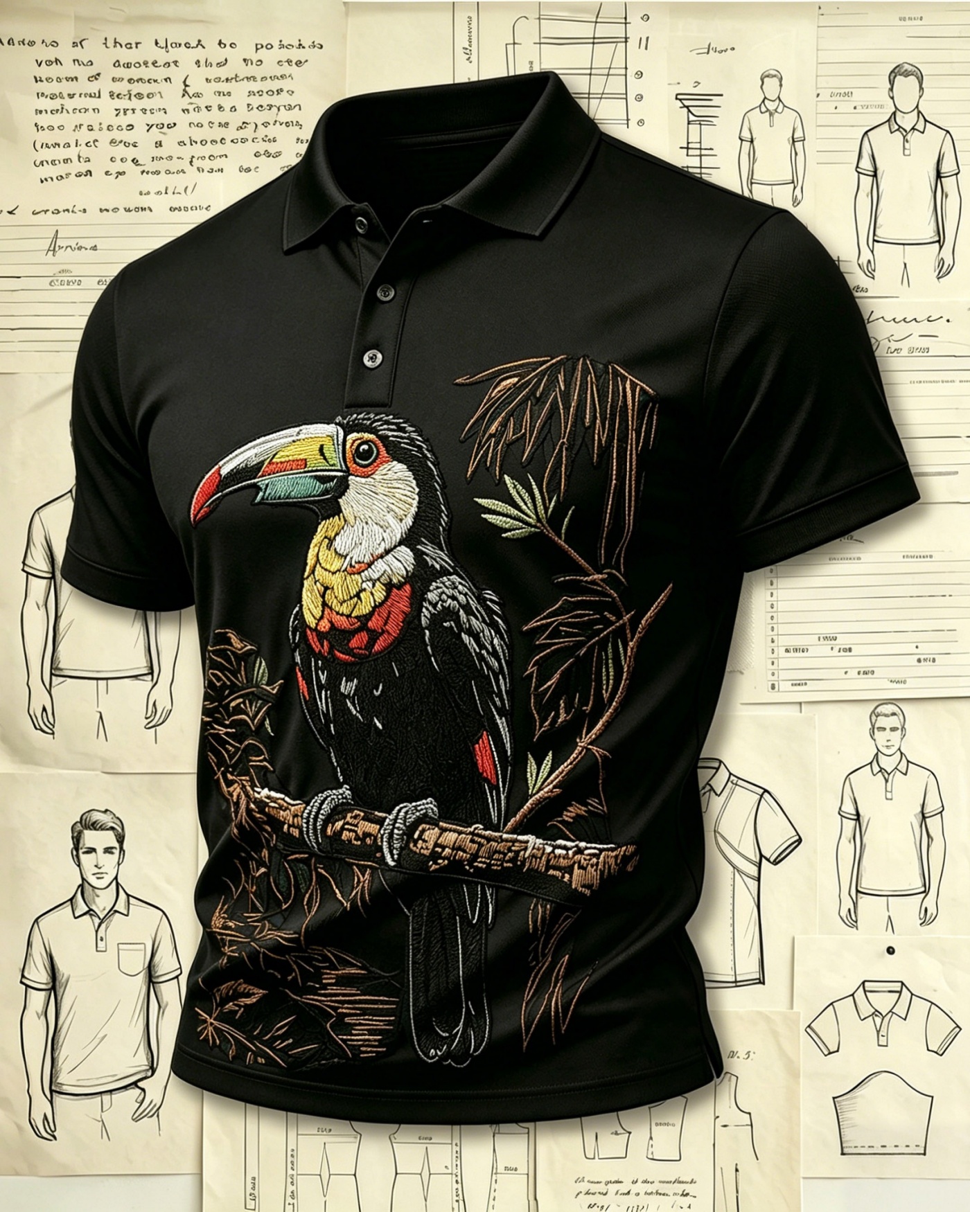 [Copy]Wild Jungle Panther Embroidered Pattern Polo Shirts