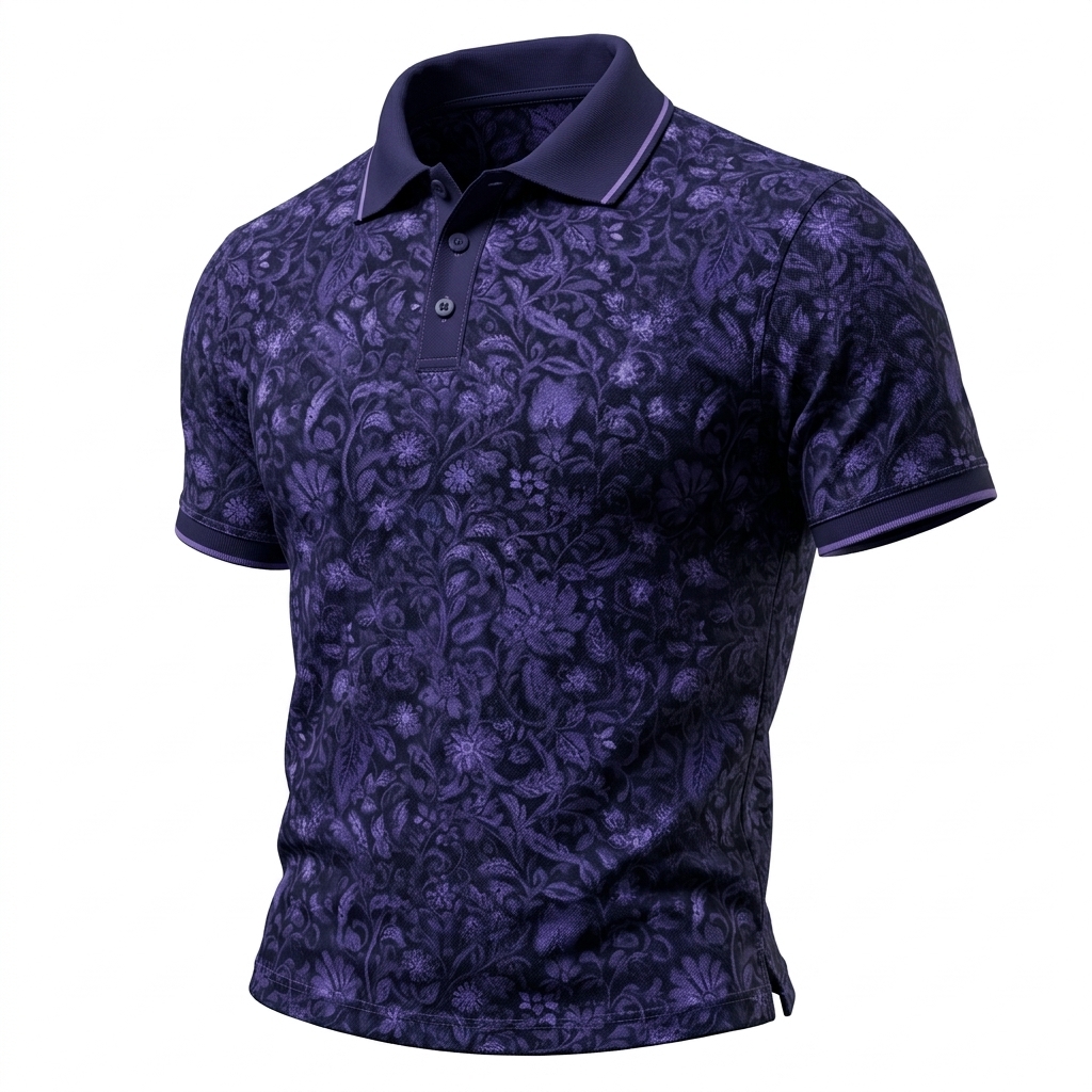 Moody Dark Purple Garden Polo Shirt