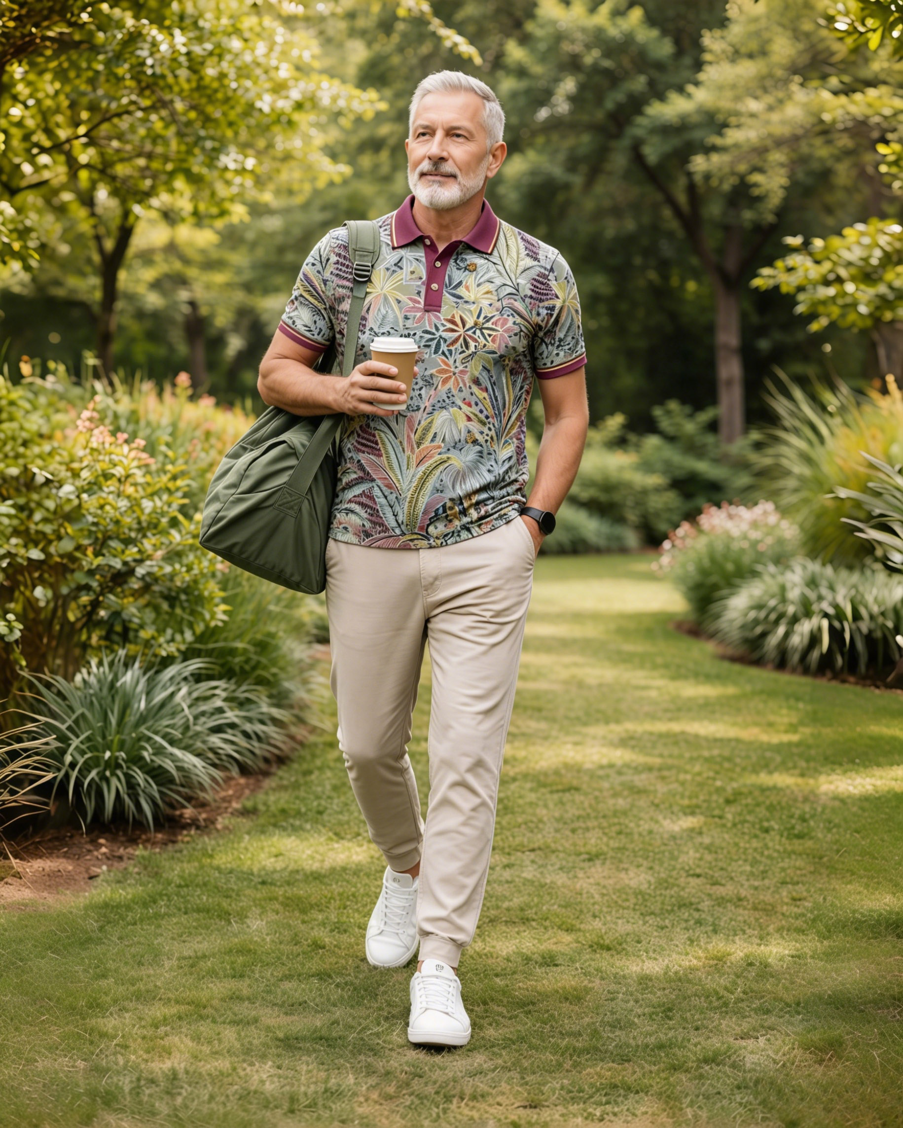 Men’s Tropical Botanical Casual Polo