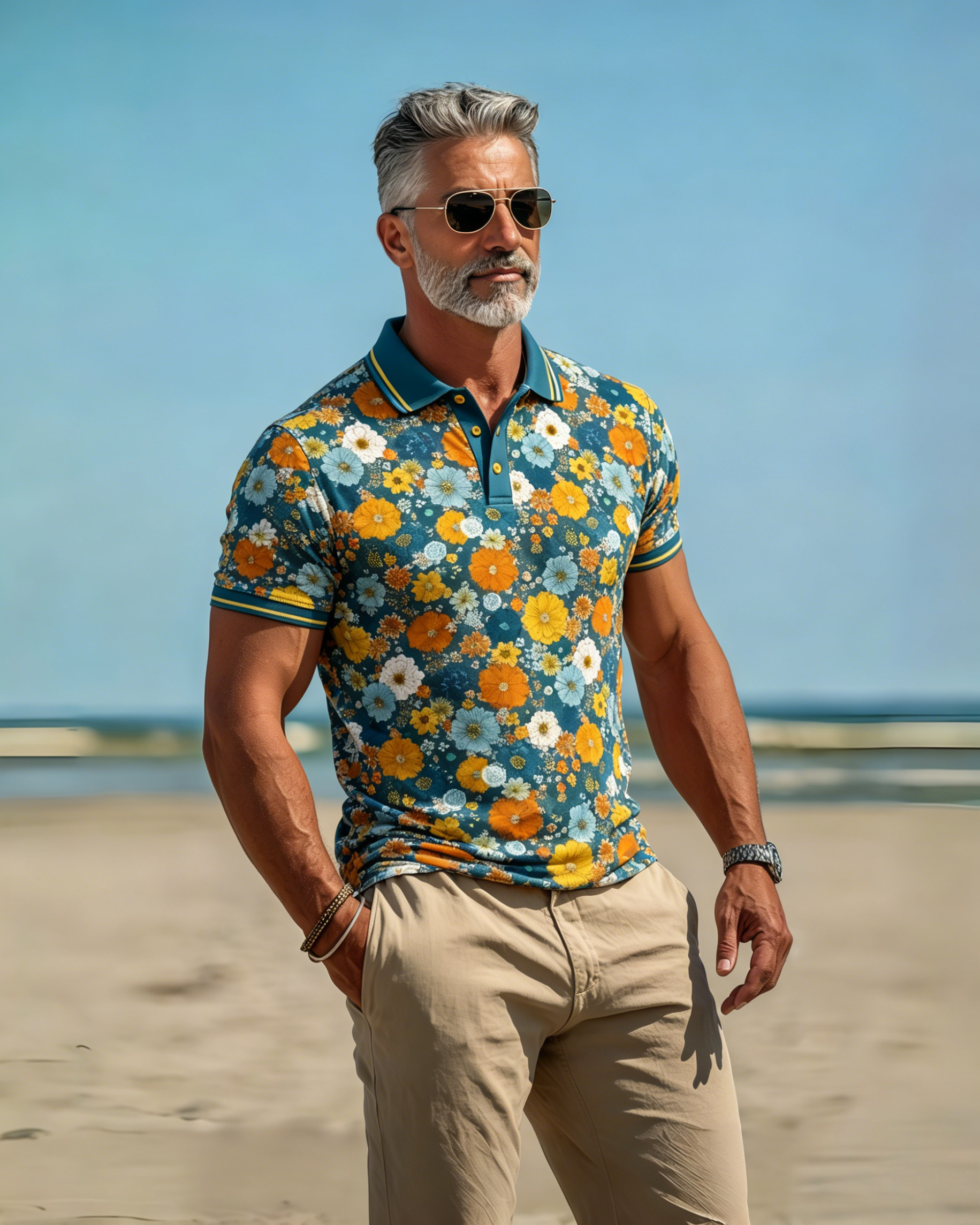 Sunflower & Daisy Bloom Polo