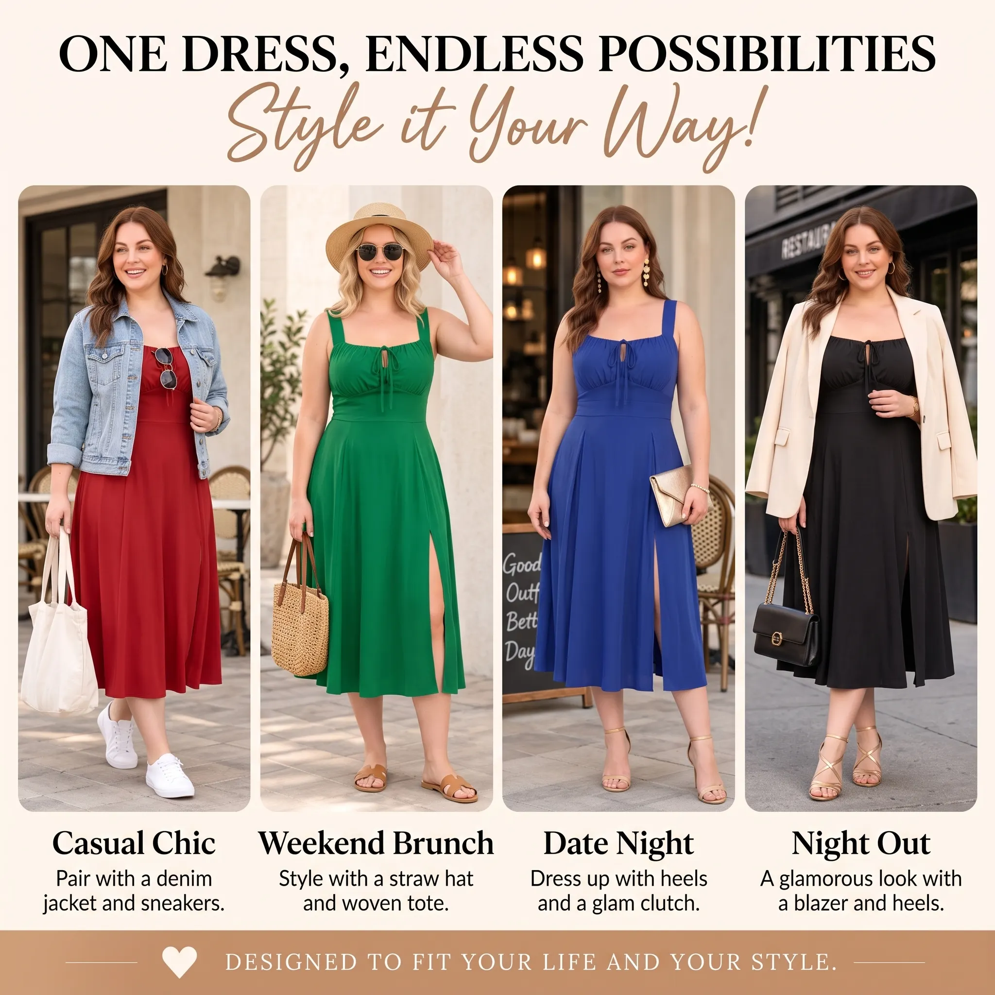 Everyday Grace Square-Neck Tie-Waist Dress