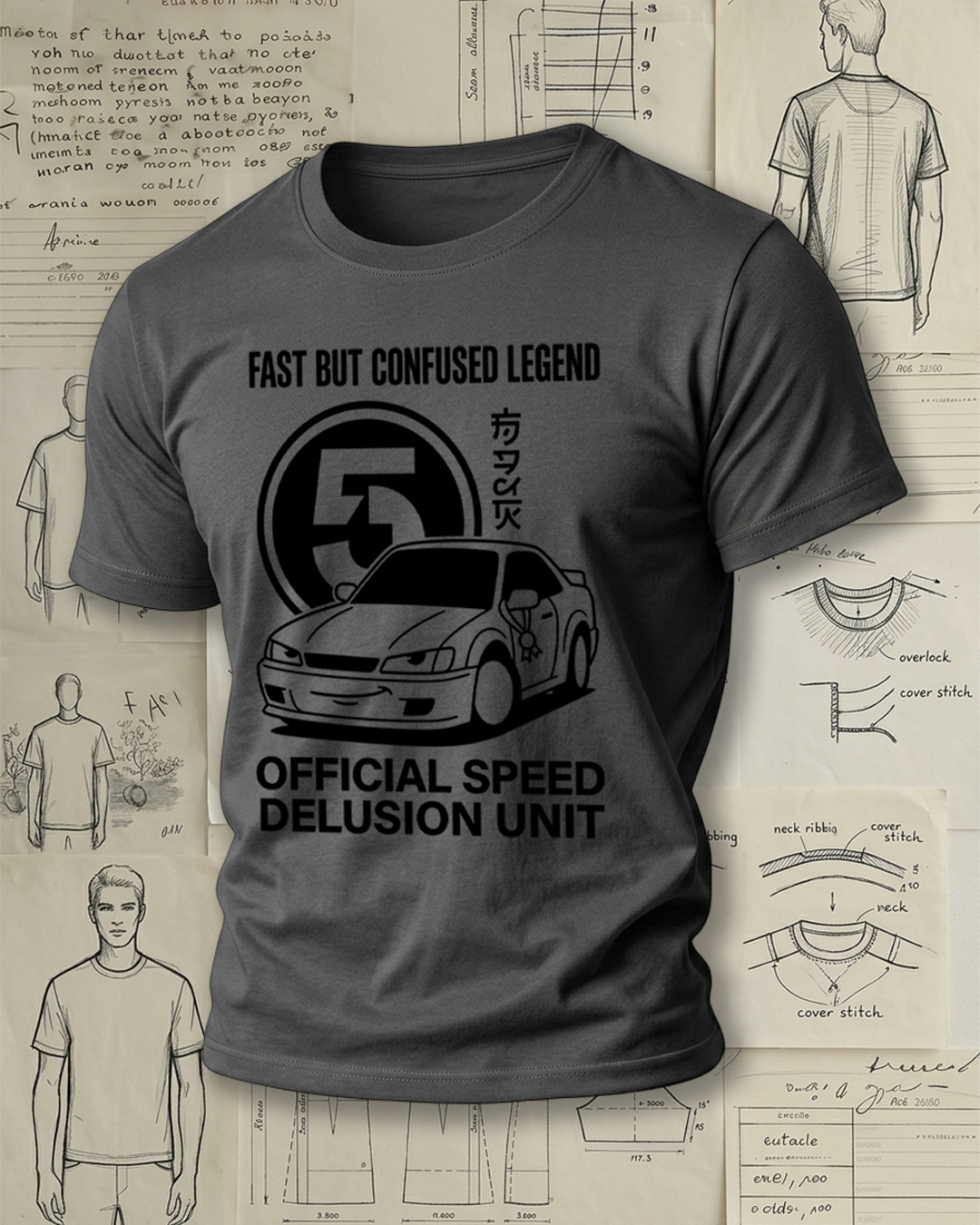 Cartoon Racing Car Print Street Cool Unisex T-Shirt