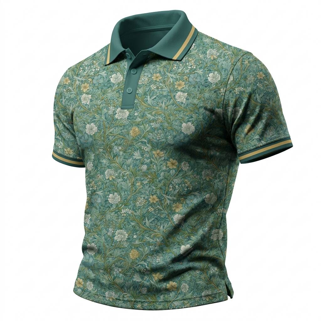 Classic Cottagecore Floral Pattern Polo