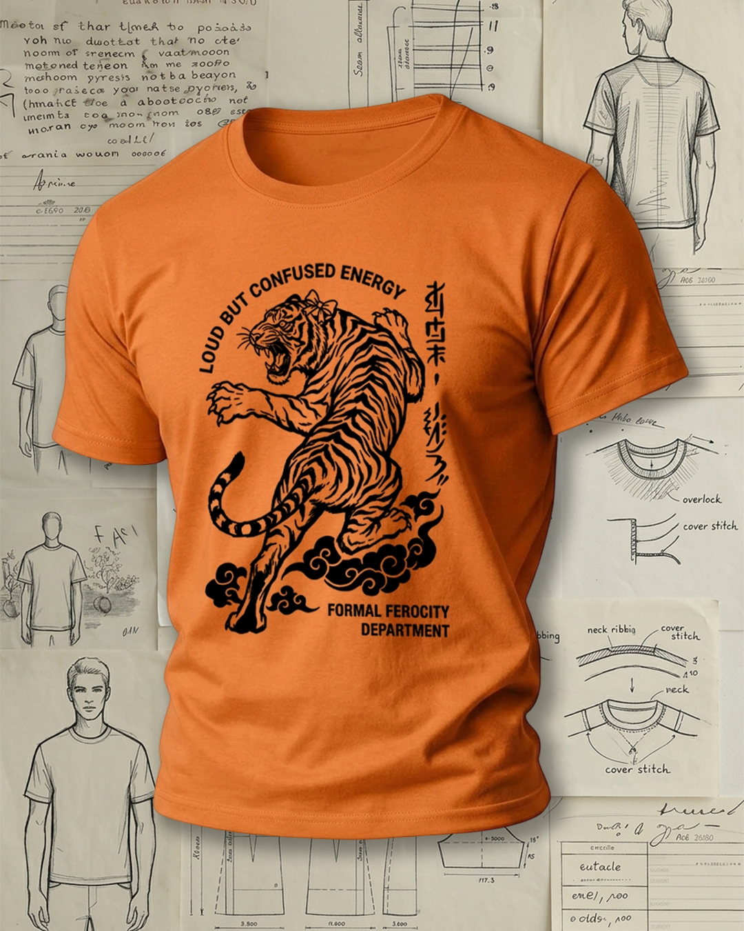 Jumping Tiger Print National Trend Street Unisex T-Shirt