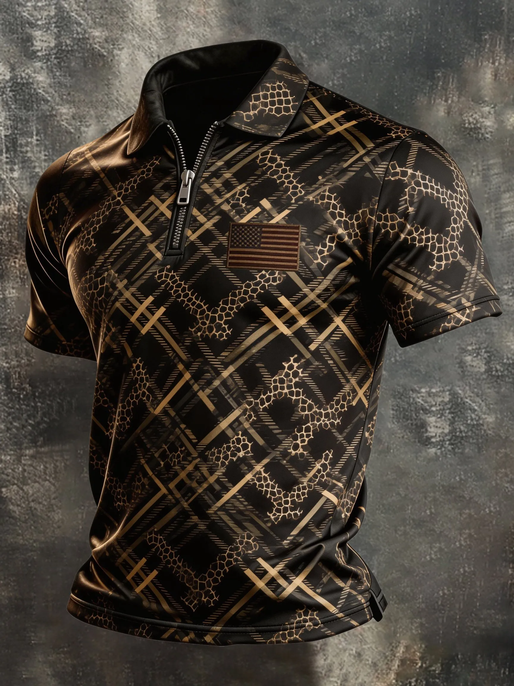 Men's Retro National Flag Print Casual Polo Shirt