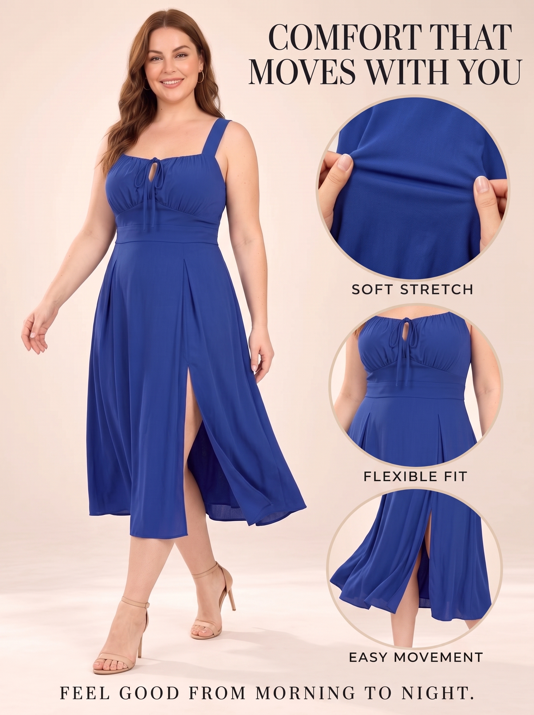 Everyday Grace Square-Neck Tie-Waist Dress