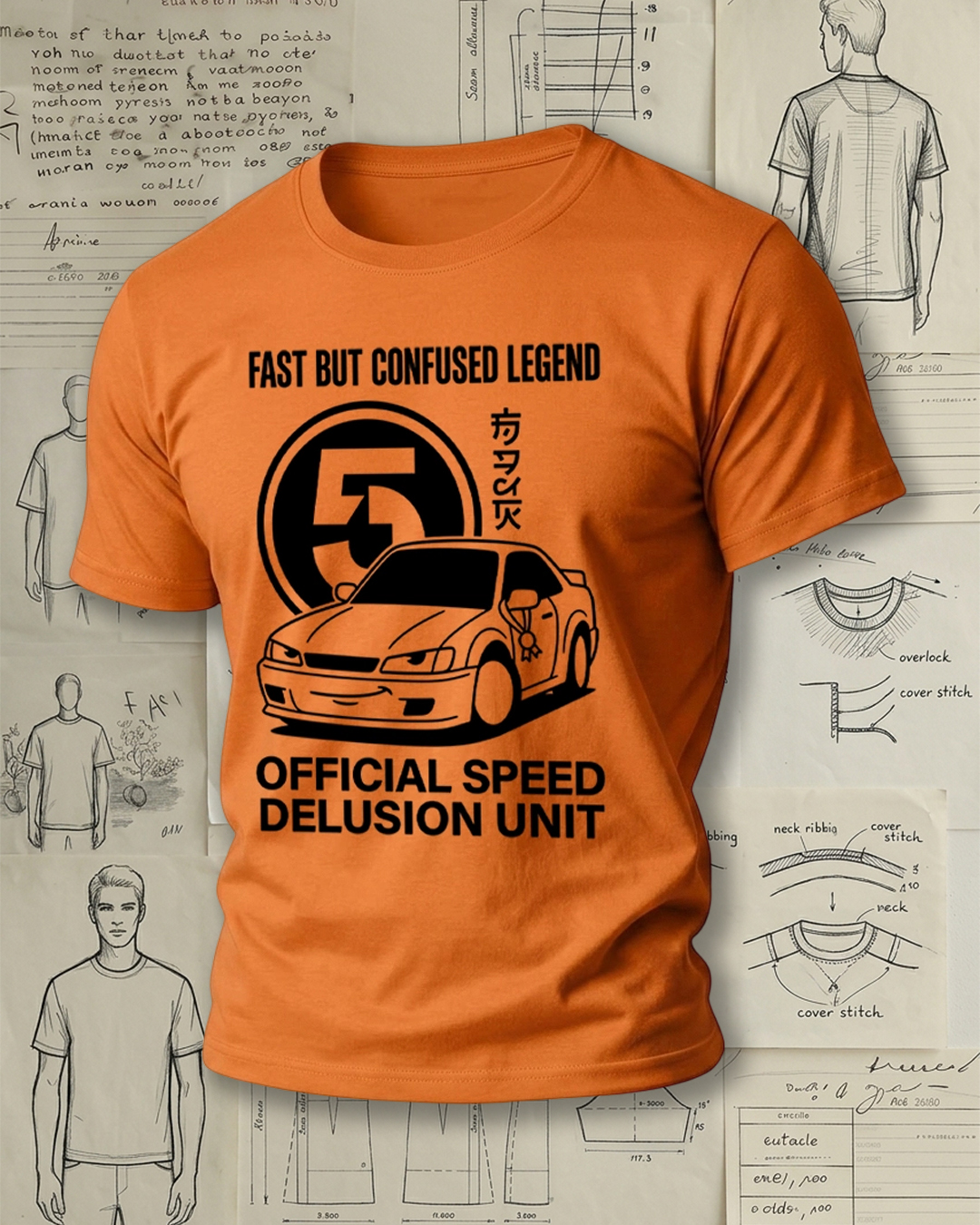 Cartoon Racing Car Print Street Cool Unisex T-Shirt