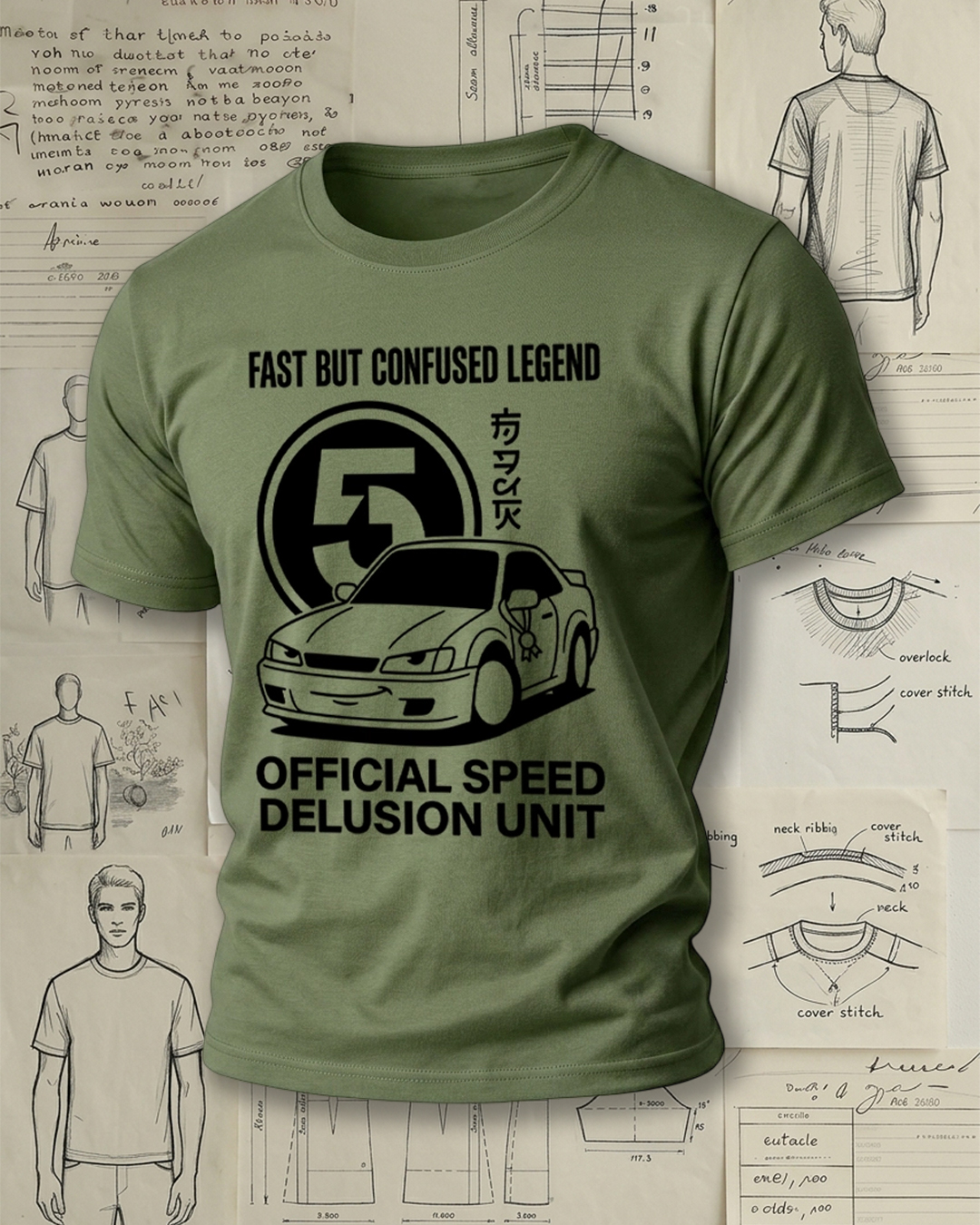 Cartoon Racing Car Print Street Cool Unisex T-Shirt