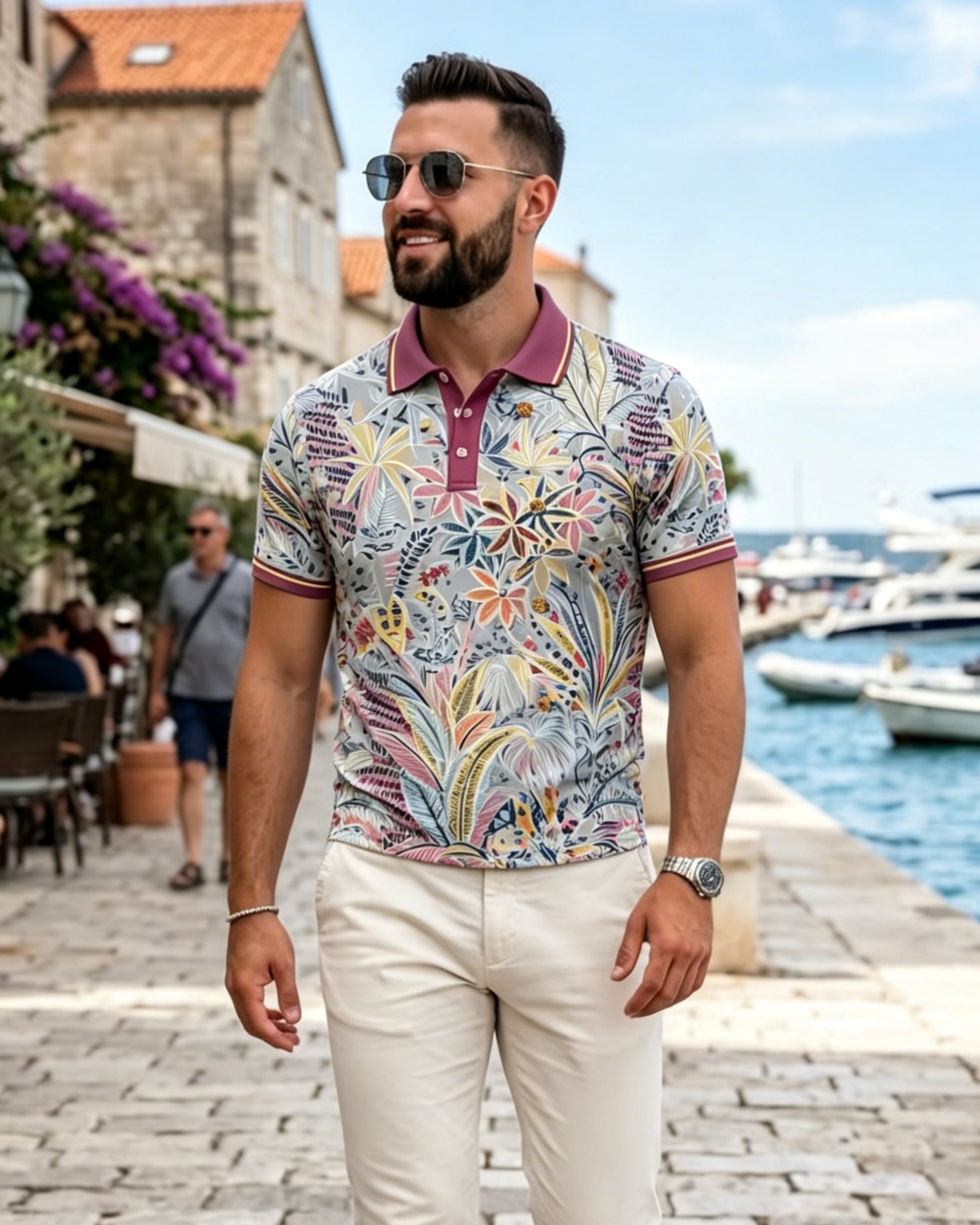 Men’s Tropical Botanical Casual Polo