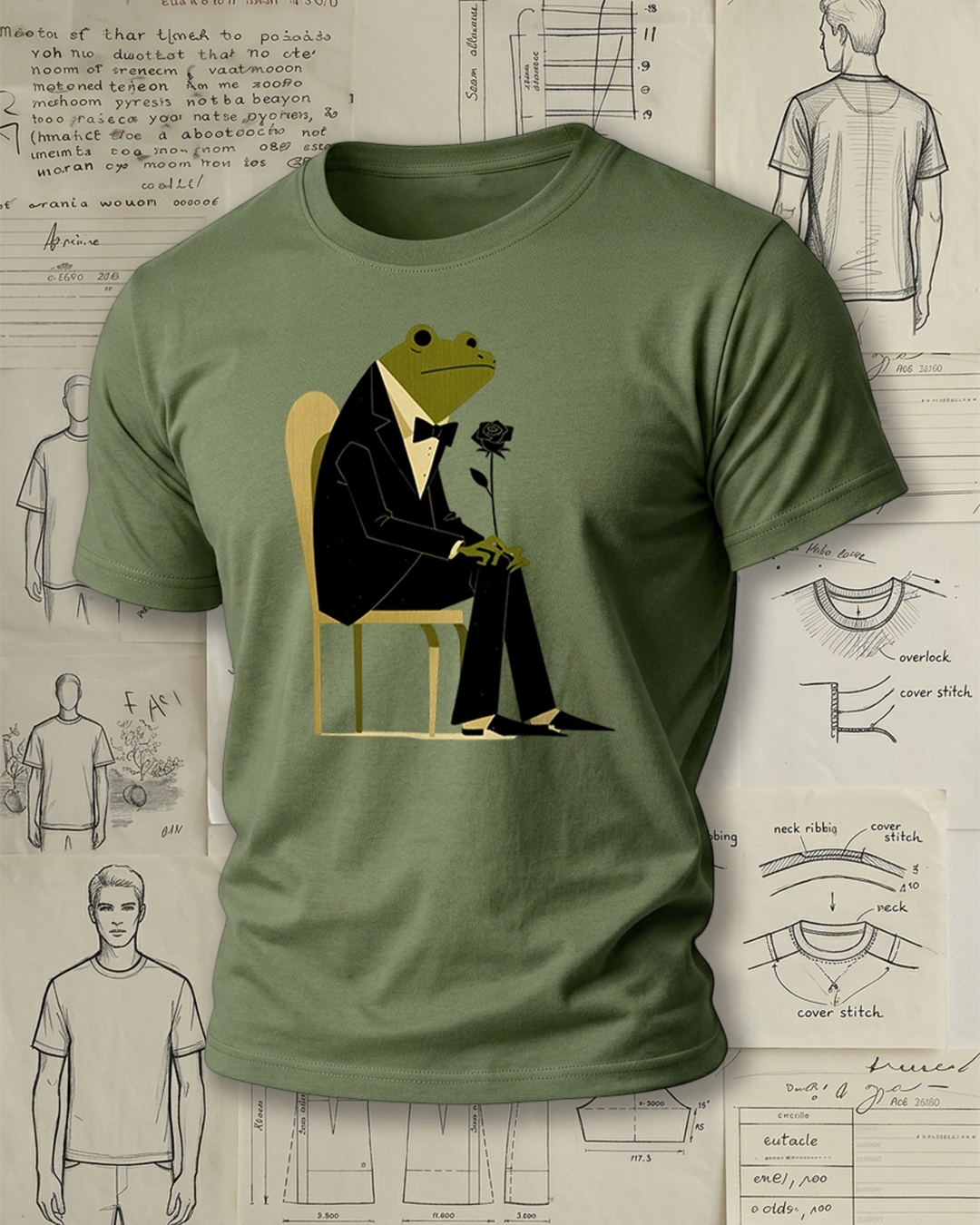 Frog in Tuxedo Holding a Rose Print Retro Cool Unisex T-Shirt