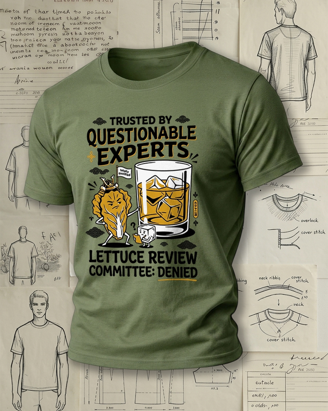 Funny Lettuce Holding Drink Print Street Cool Unisex T-Shirt