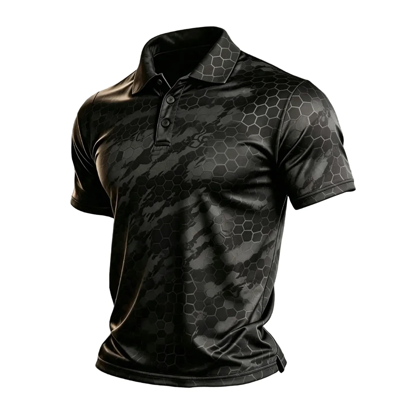 Tactical Honeycomb Camo Print Polo Shirt