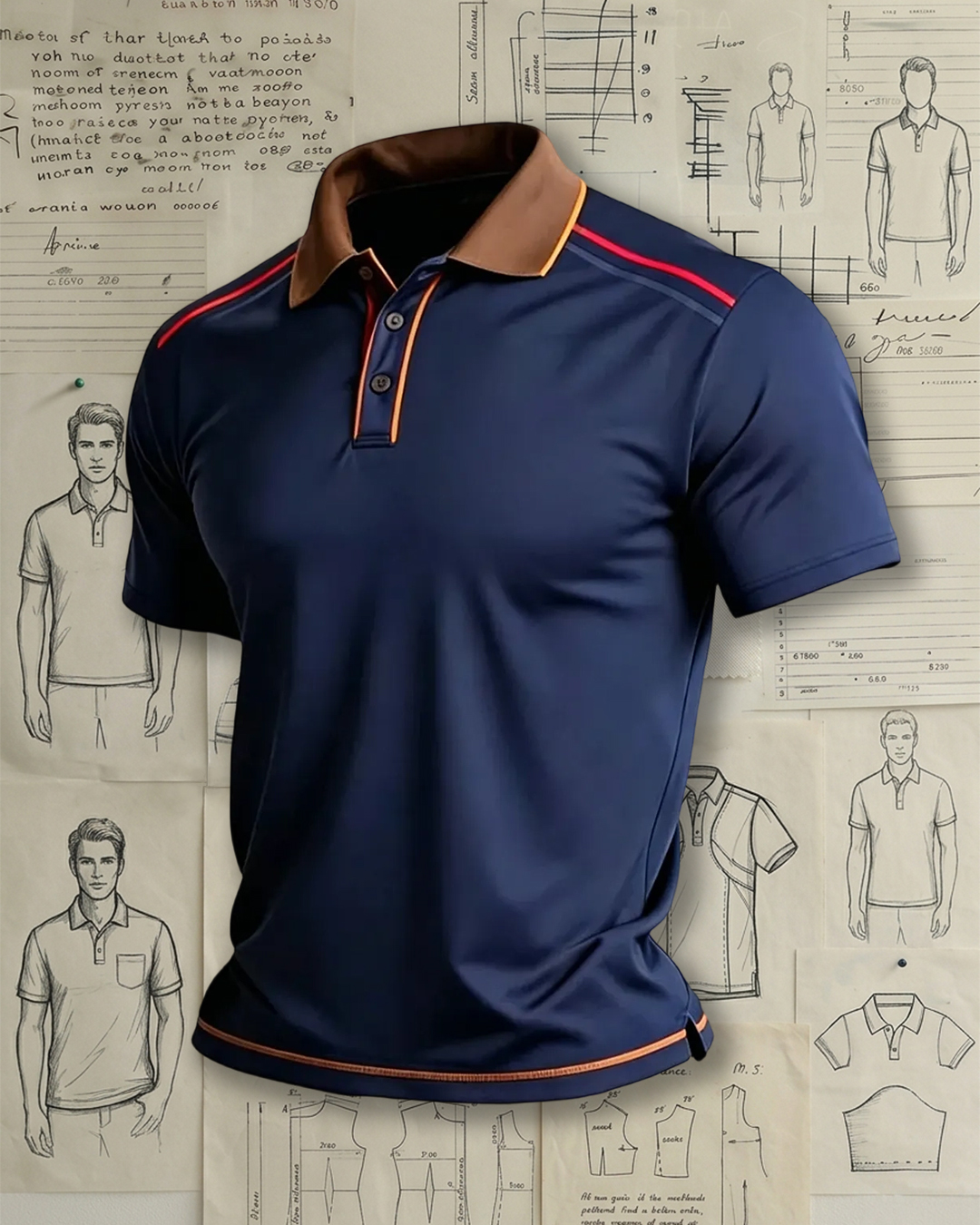 Modern Casual Colorful Line Trimmed Collared Polo