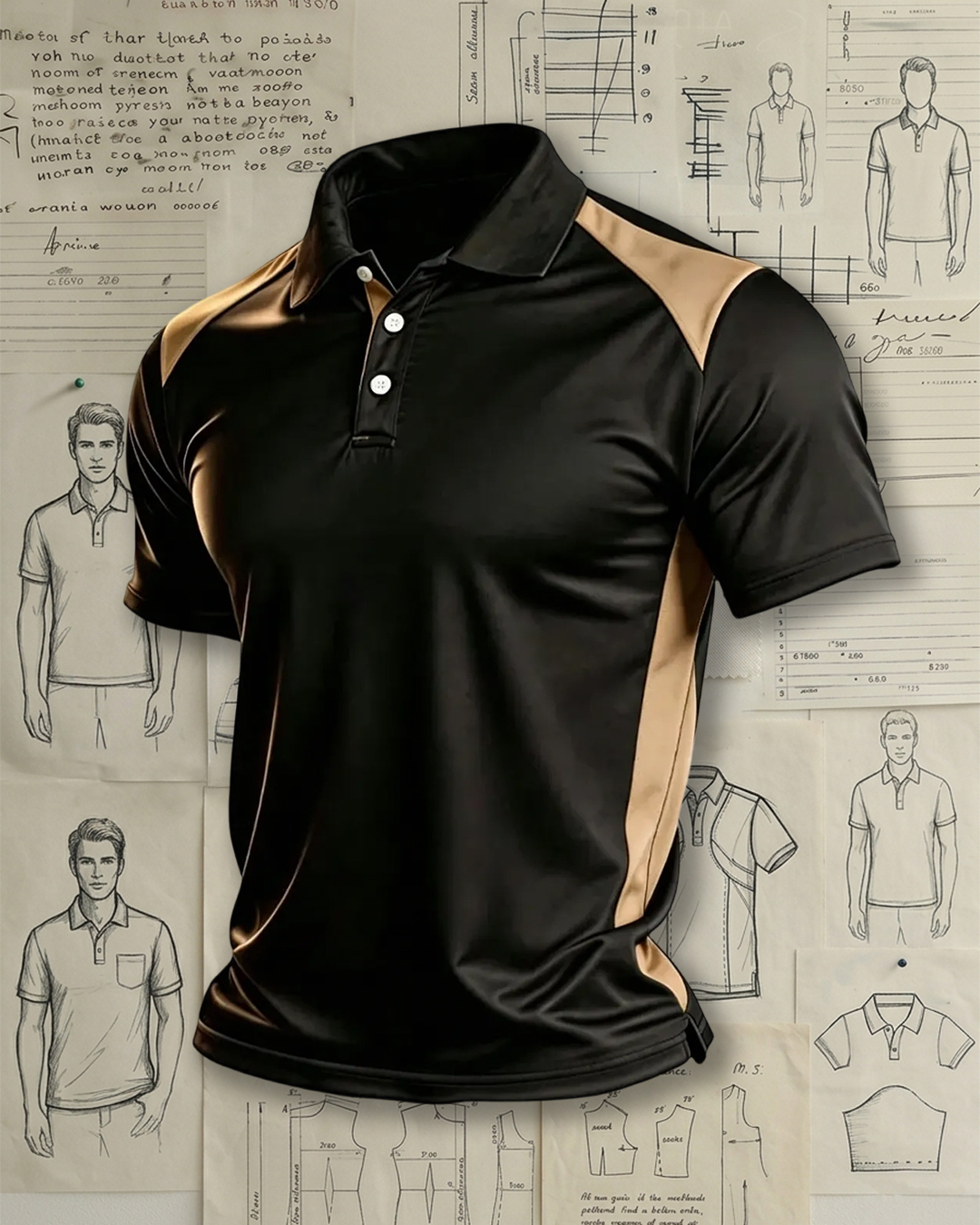 Sleek Black with Gold Accent Casual Performance Polo