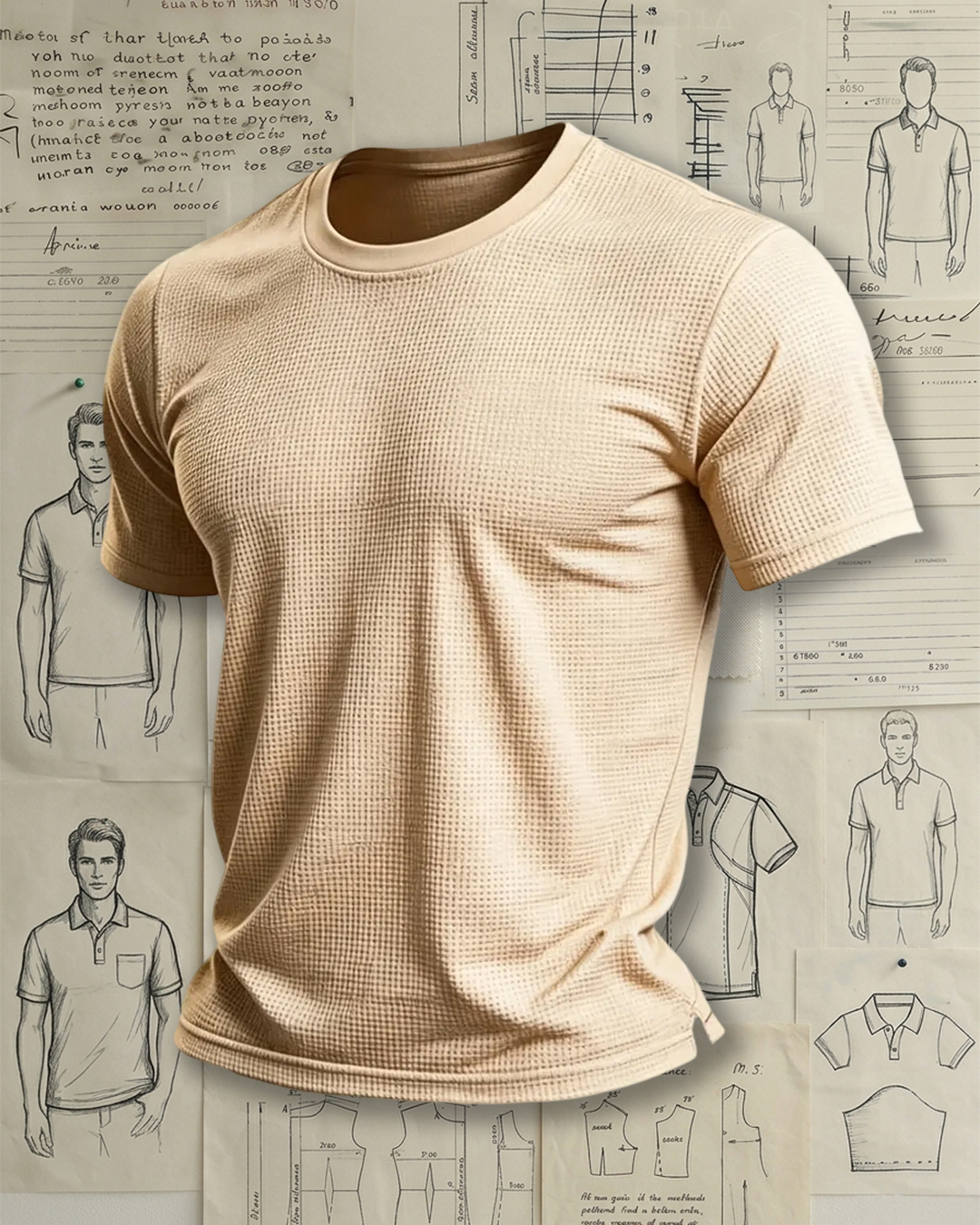 Comfortable Solid Color Waffle Knit Short Sleeve Shirt