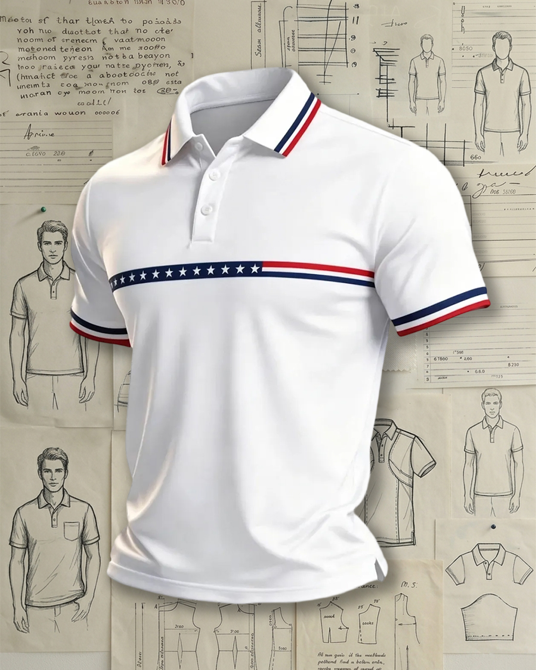 Men's American Flag Inspired Star Stripe Polo, Patriotic Casual Short Sleeve