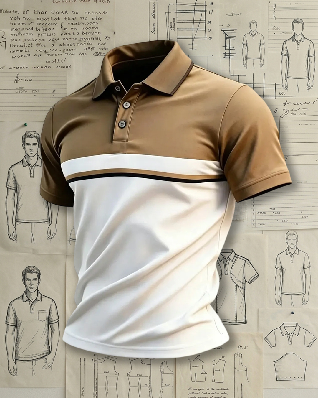 Men's Horizontal Stripe Two-Tone Short Sleeve Polo Shirt