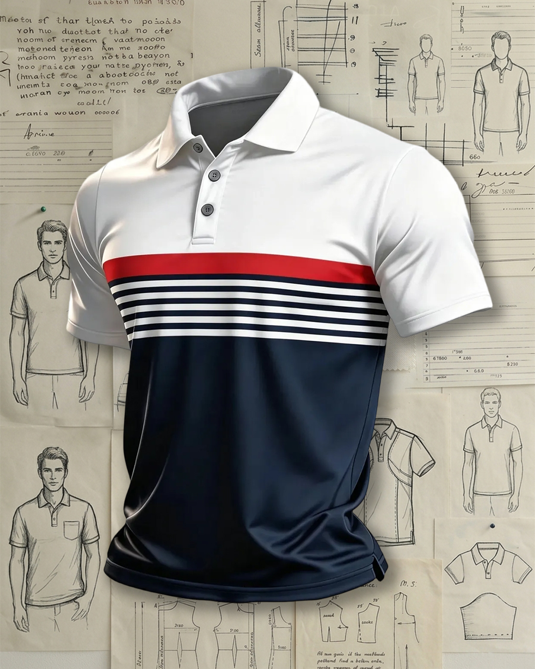 Preppy Navy & White Casual Performance Polo