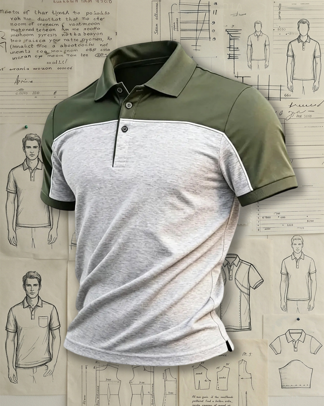 Men's Two-Tone Color Block Short Sleeve Polo Shirt