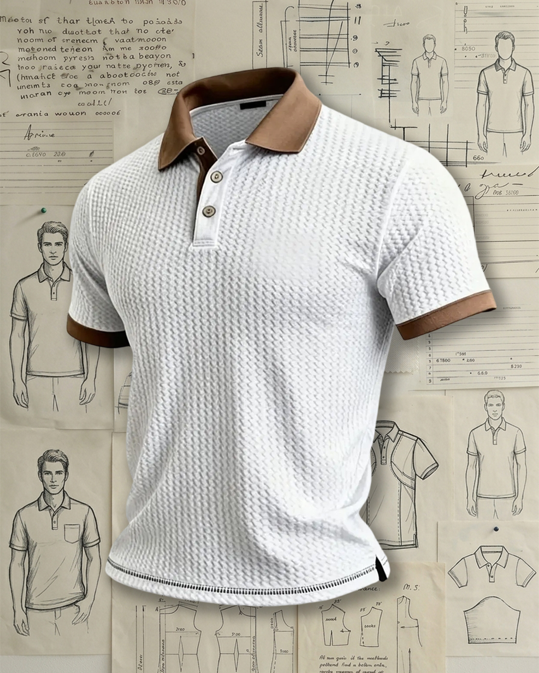 Men's Textured Bubble Knit Short Sleeve Polo Shirt