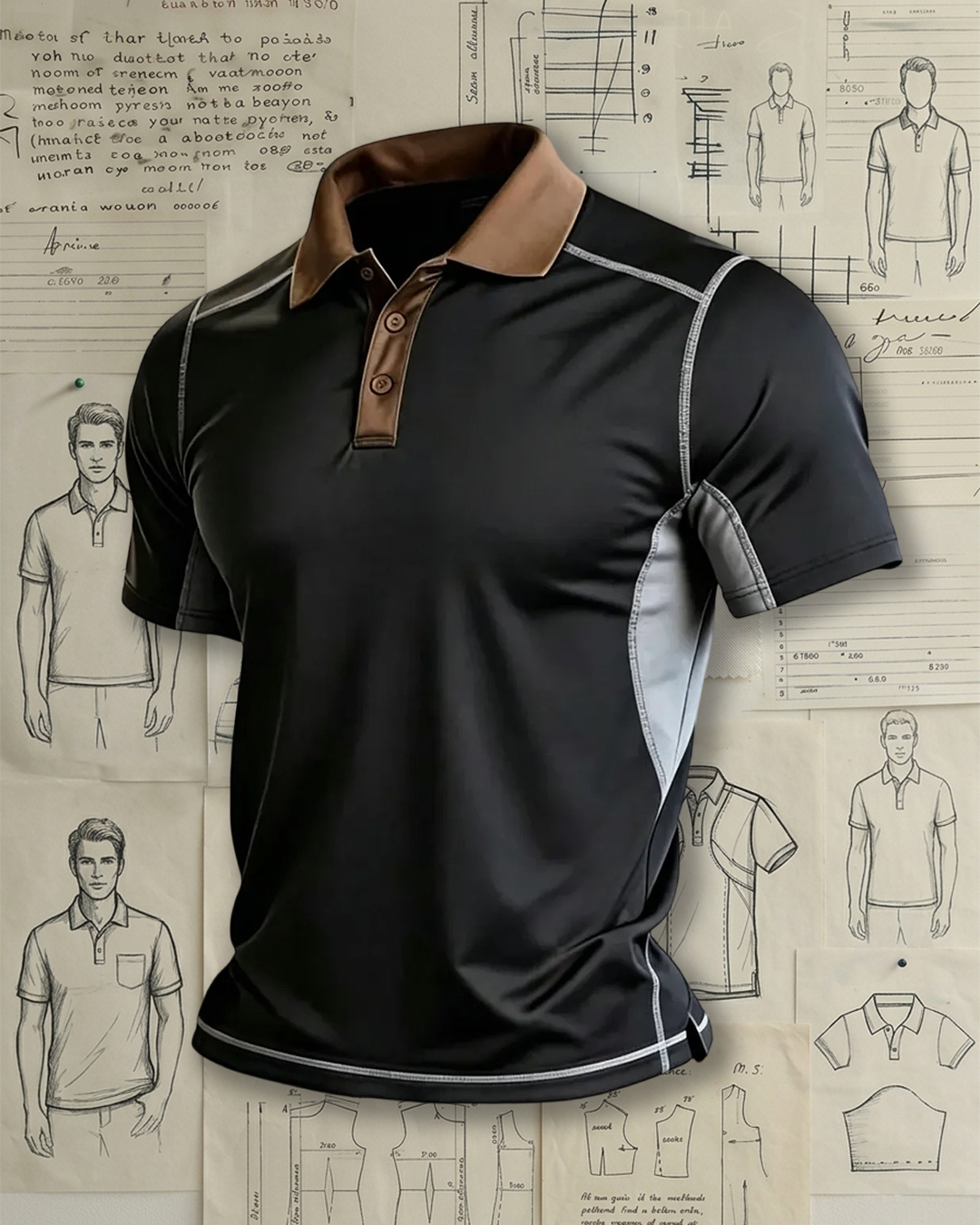Men's Contrast Collar Black Polo Shirt