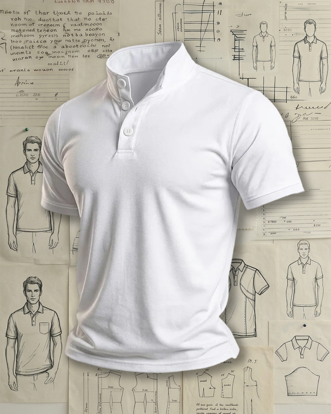 White Stand Collar Men’s Polo Shirt